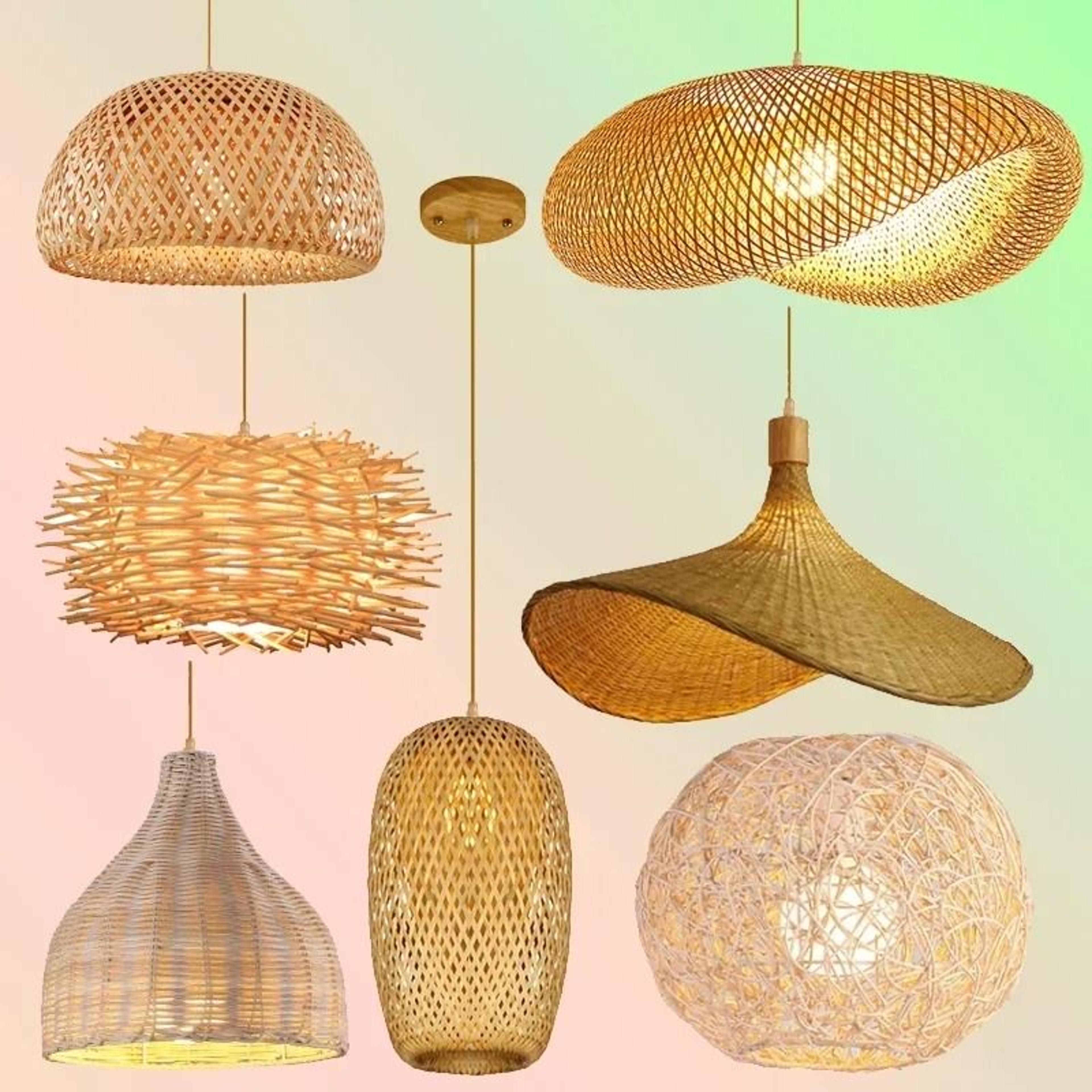 rattan wicker bamboo pendant ceiling lamp