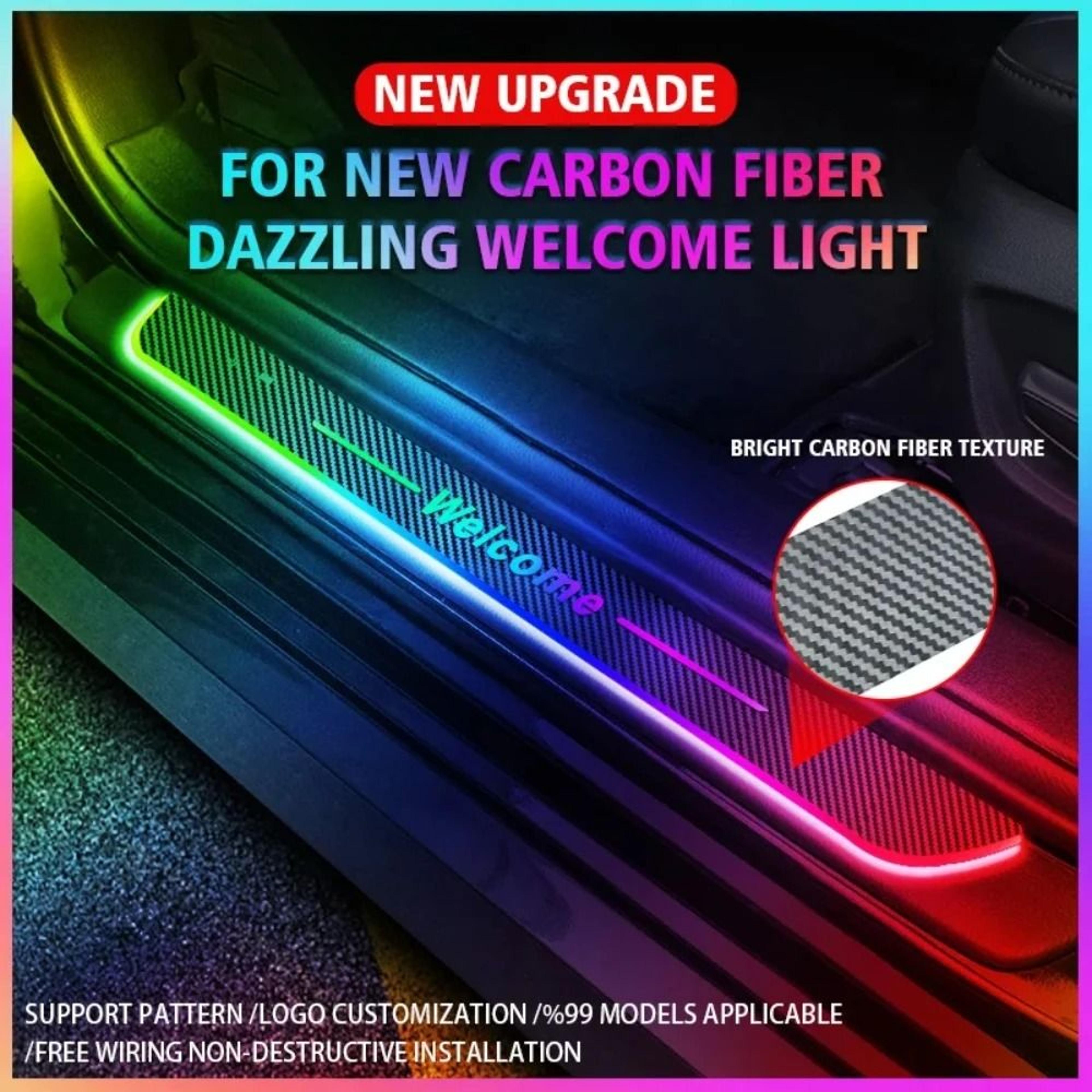 dream color carbon fiber led door sill lights set of 4