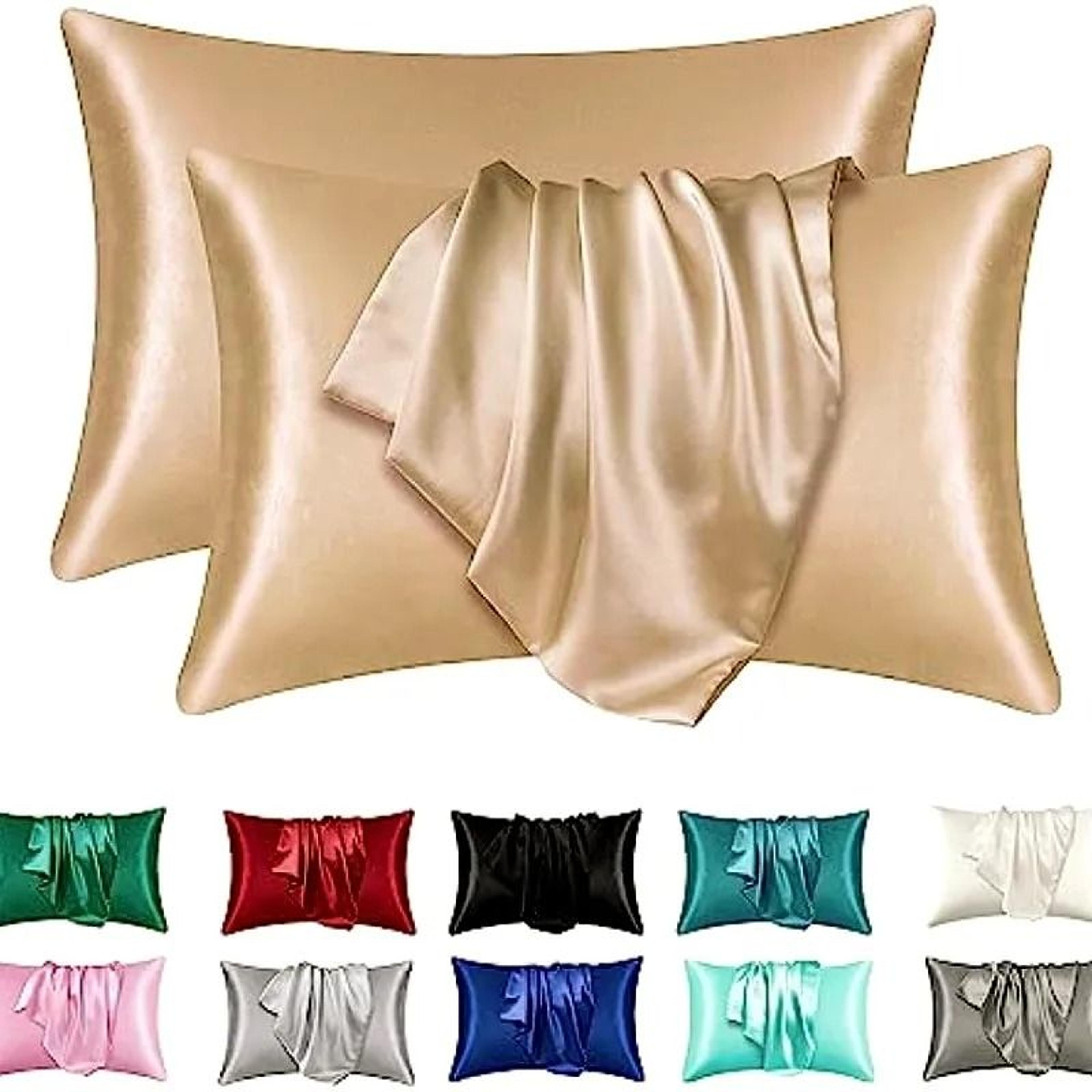 2pcs satin silk pillowcase set standard size