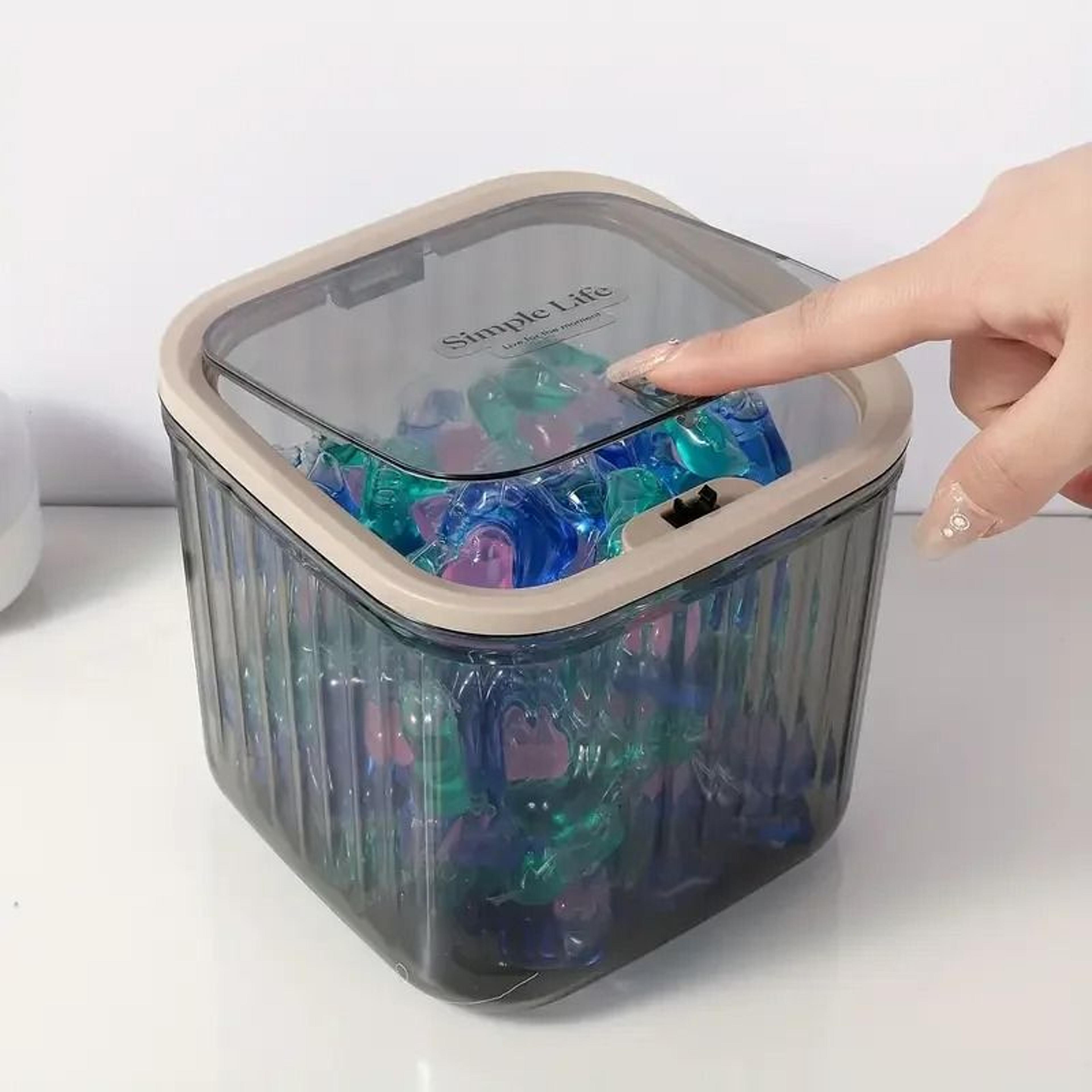 transparent mini desktop storage box with pop up cover