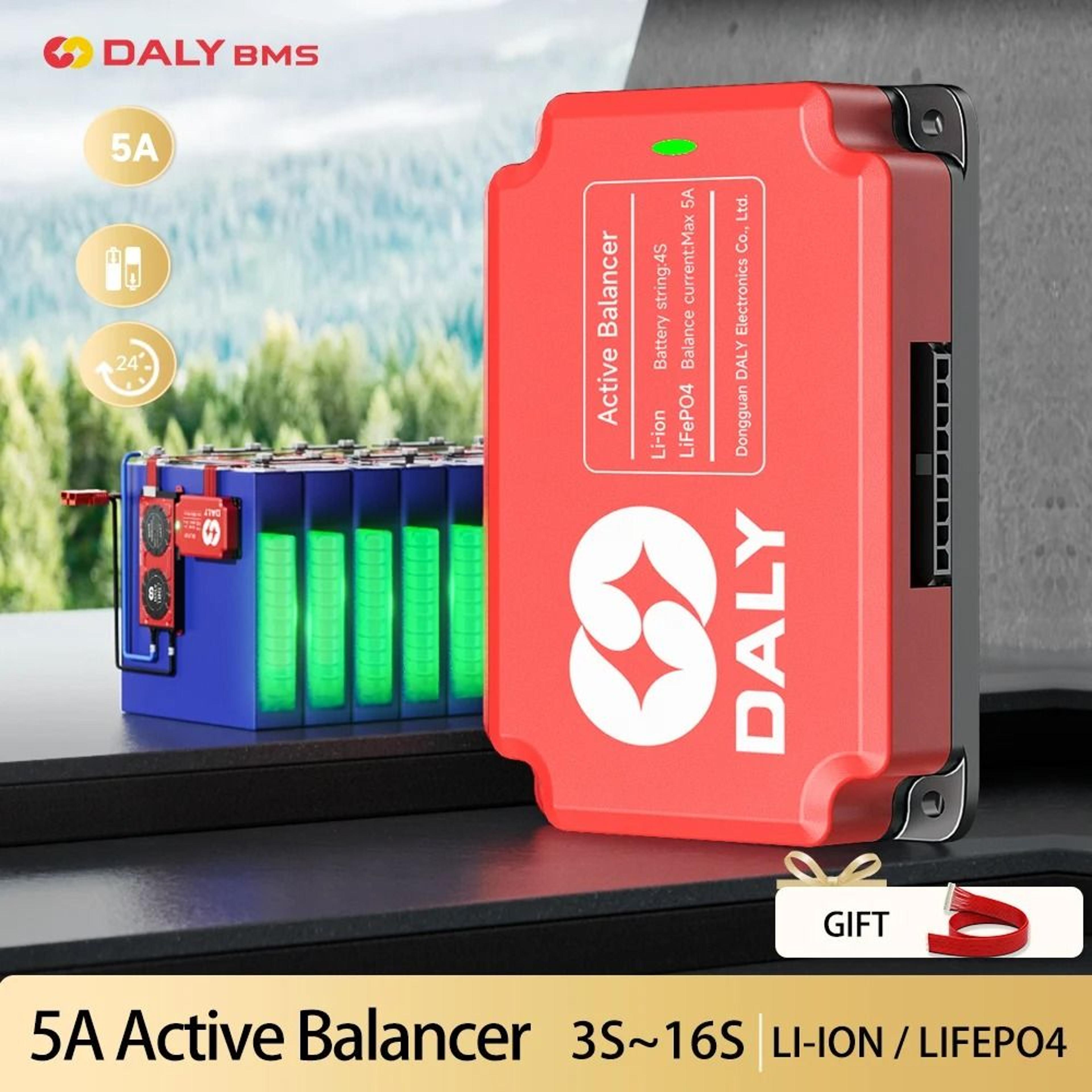 daly bms 5a active equalizer for 18650 lithium and lifepo4 battery packs