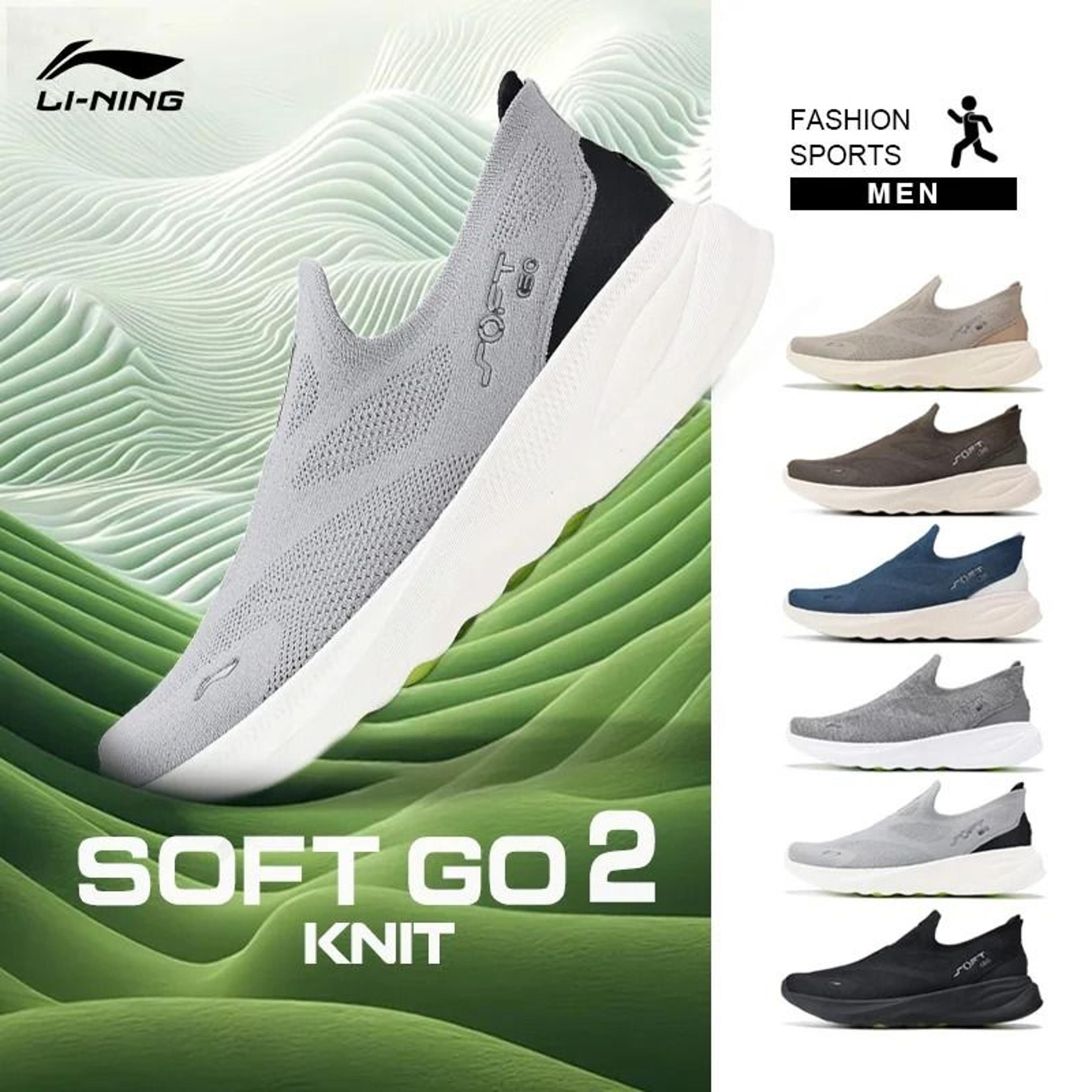 li ning soft go 2 knit slip on mens walking shoes