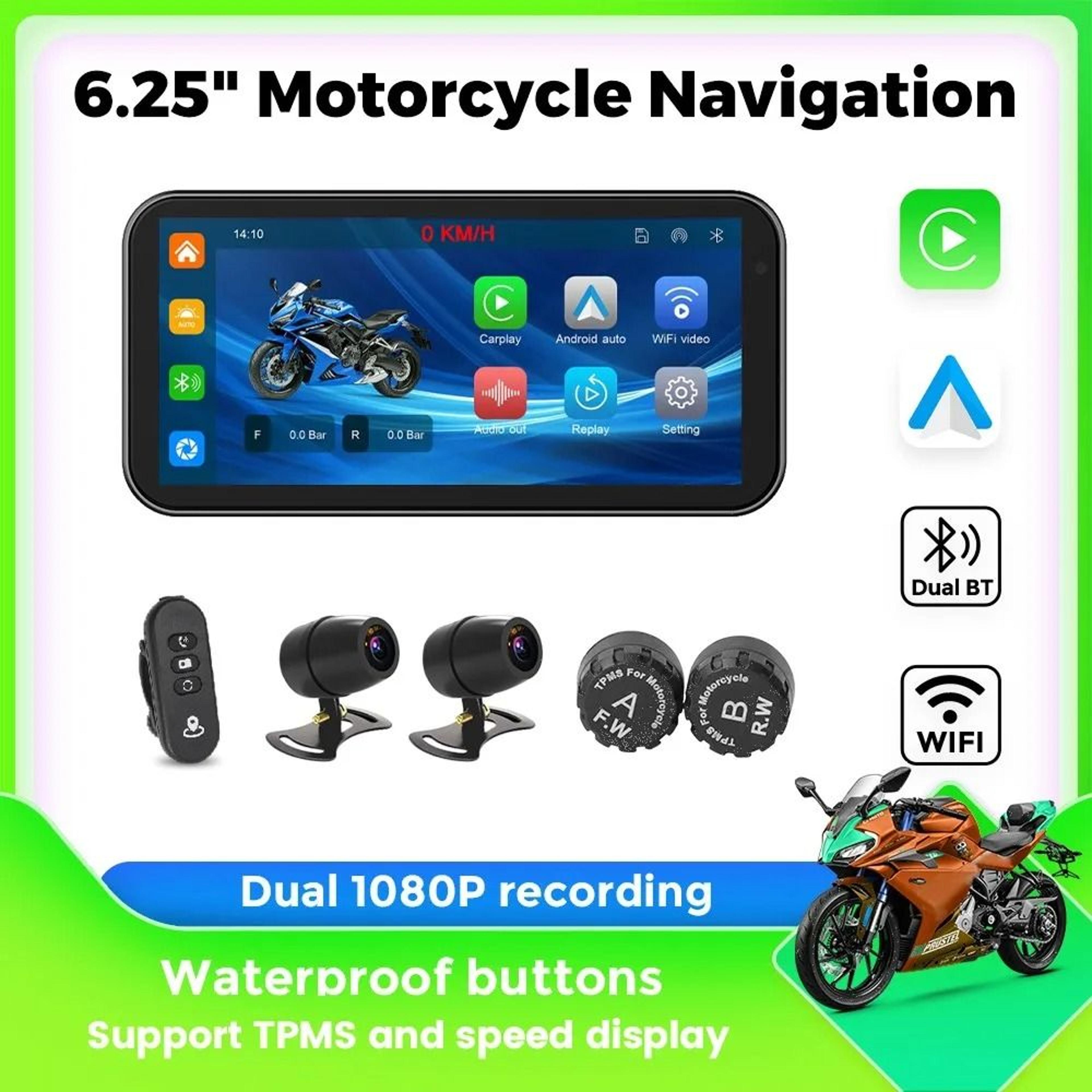 portable waterproof motorcycle gps navigation dvr
