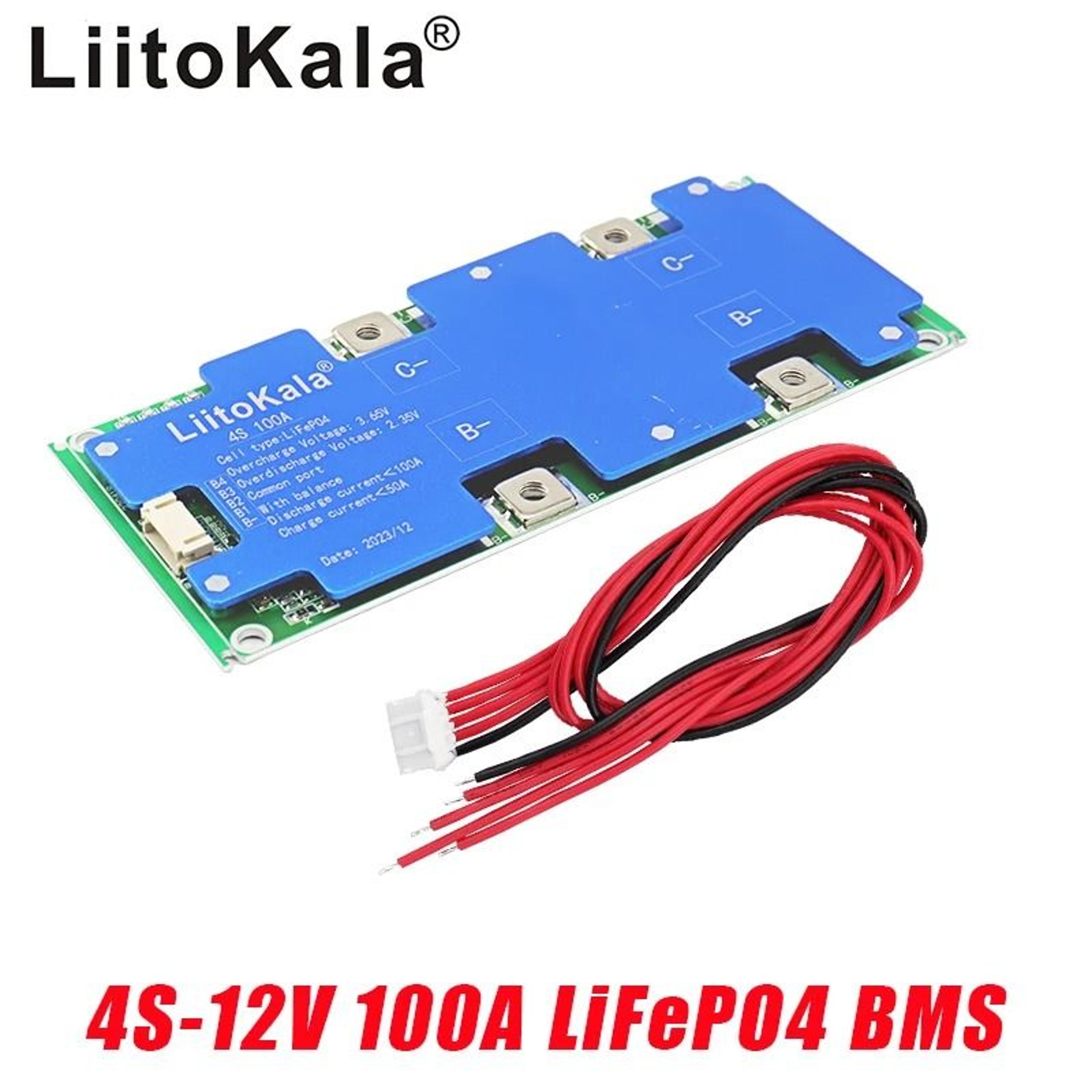 liitokala 4s 12v 100a lifepo4 battery protection board with balanced charging