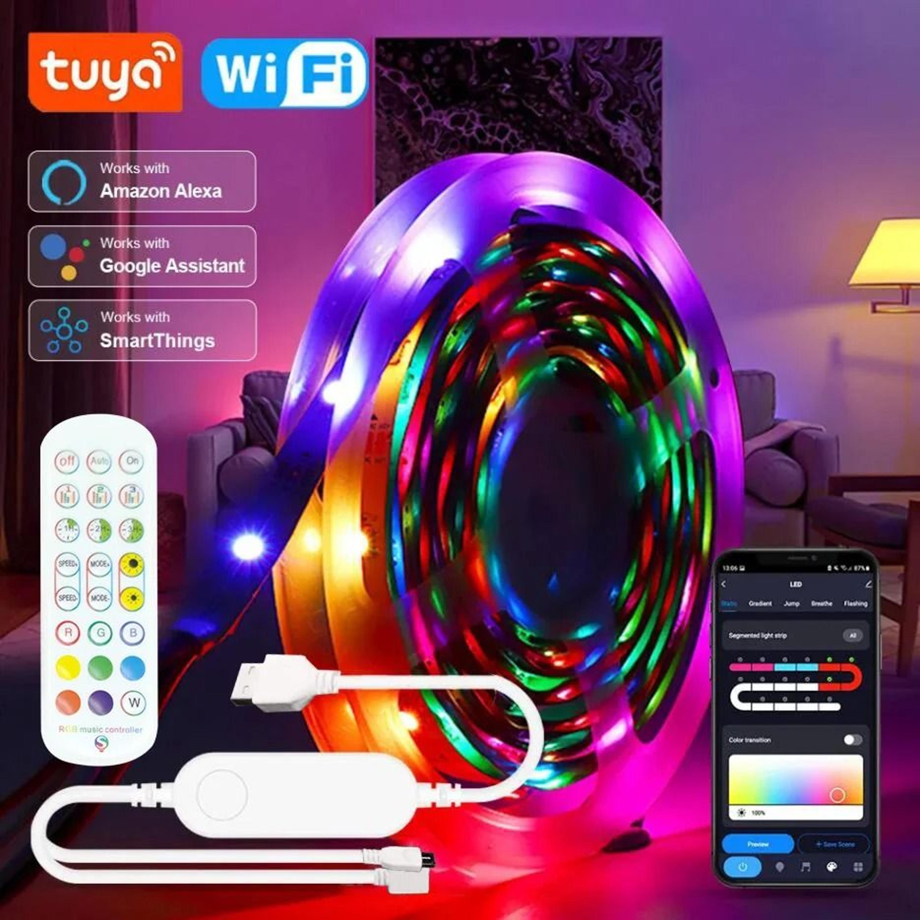 usb led strip lights tuya rgb 5050 color changing tape