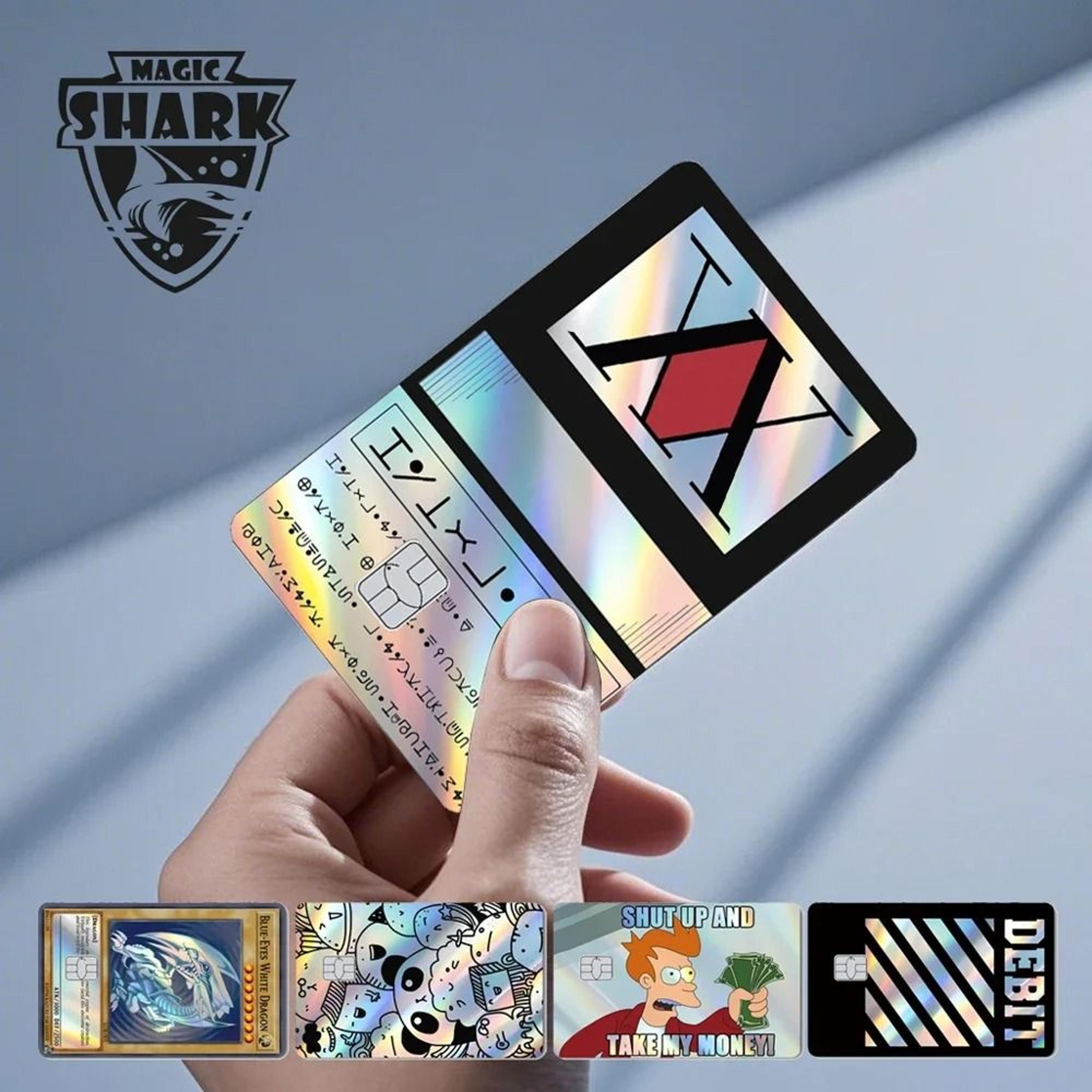 magic shark holographic skull panda sticker for cards