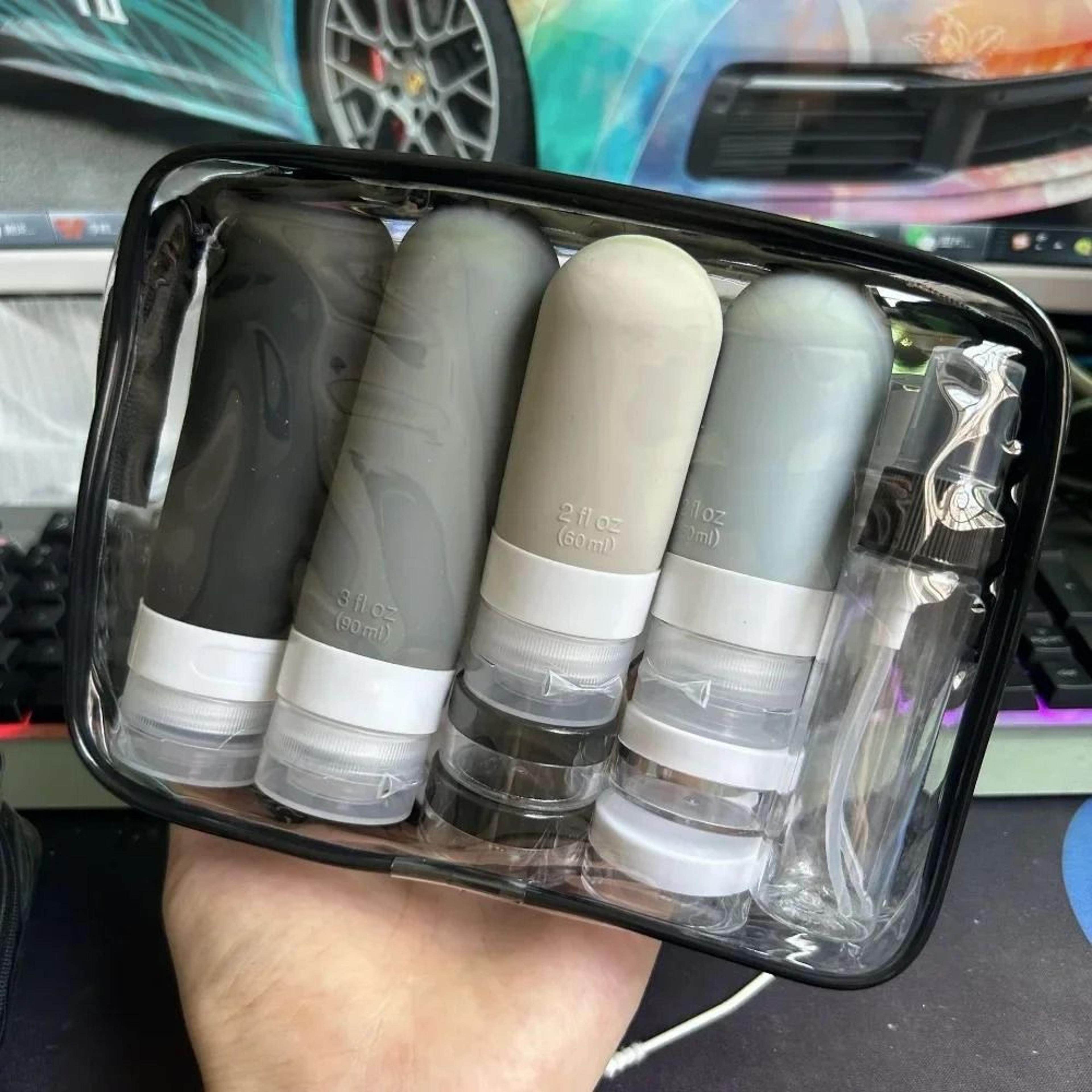 refillable travel bottle set leak proof toiletries containers