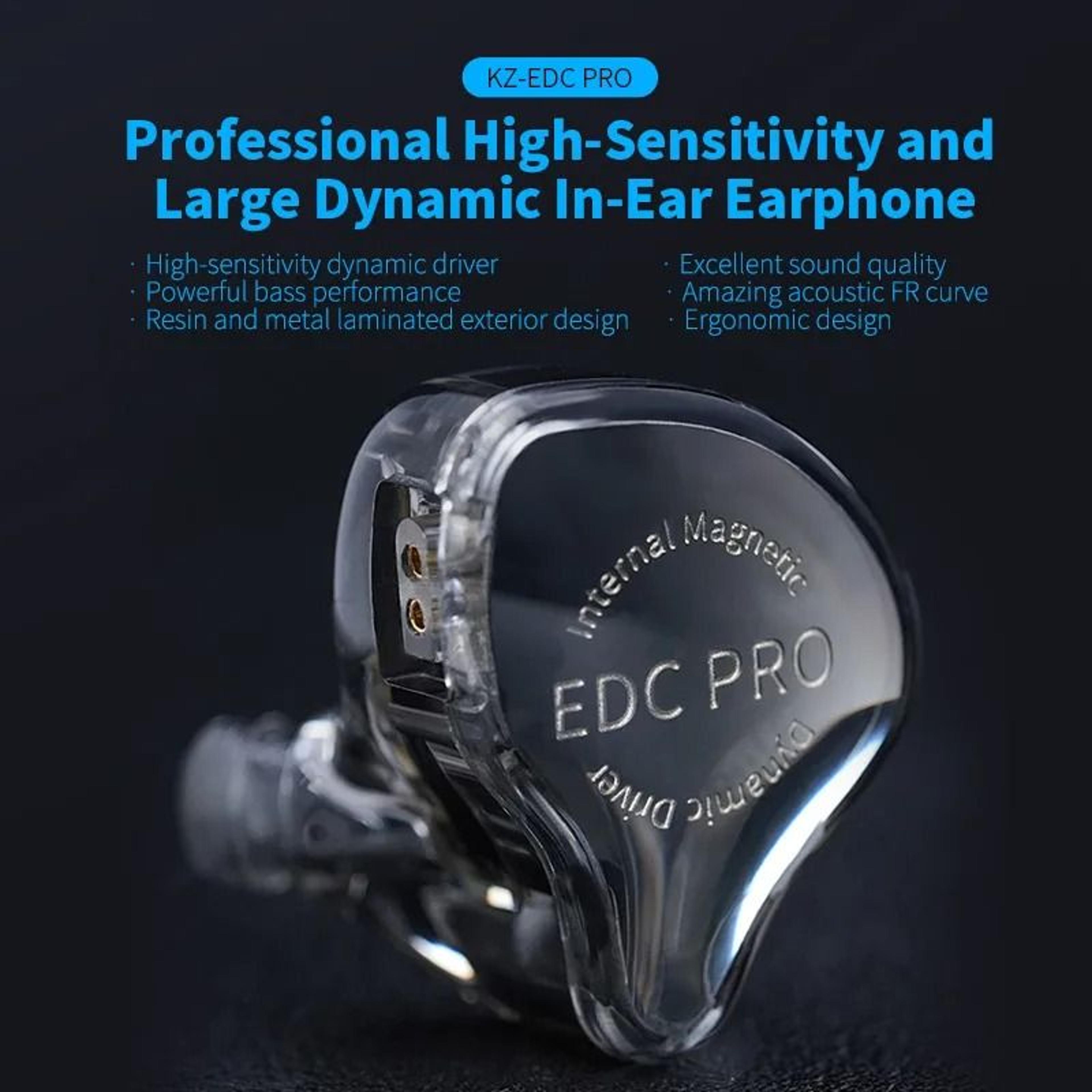 kz edc pro dynamic hifi in ear monitor with detachable cable