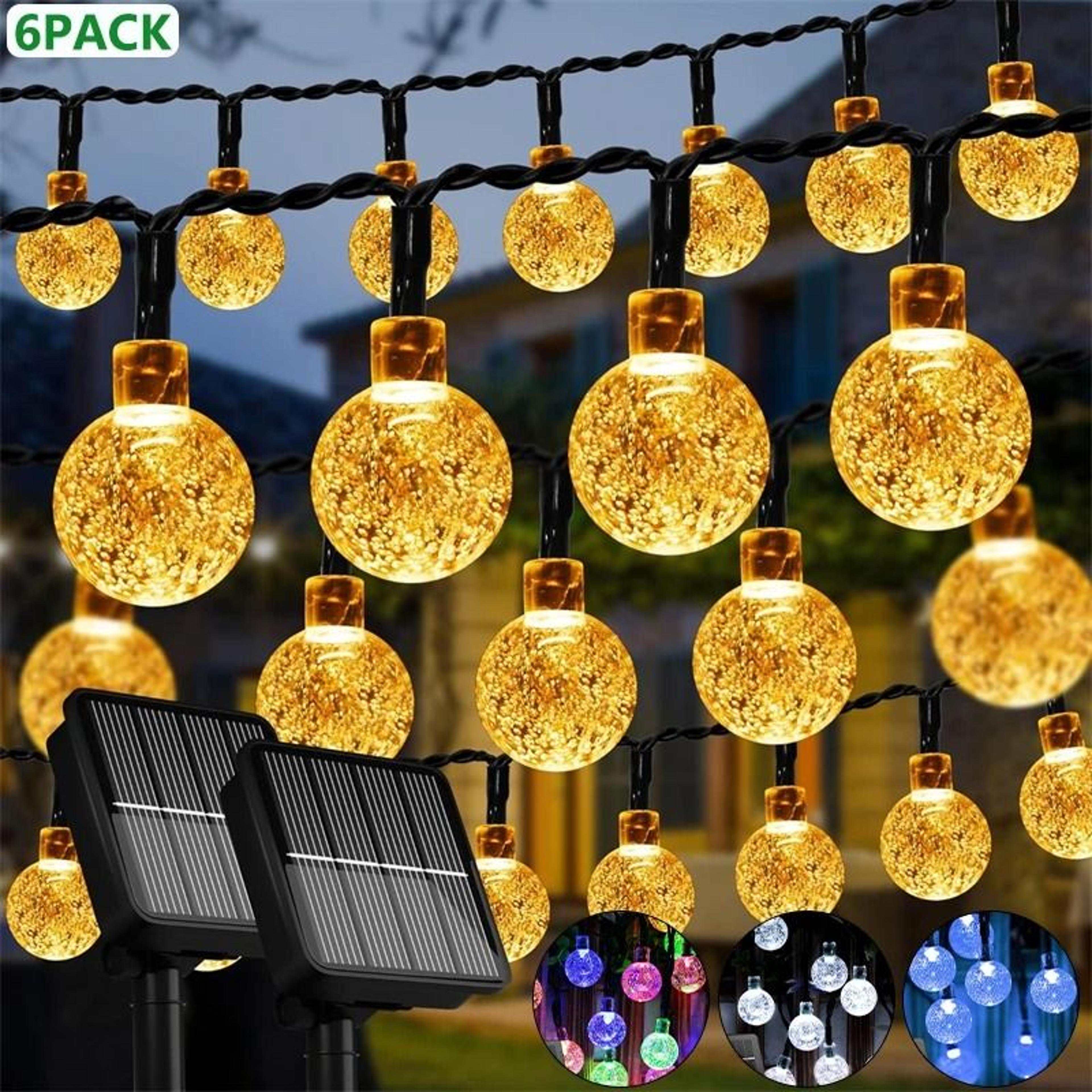 60 led solar crystal globe string lights outdoor waterproof