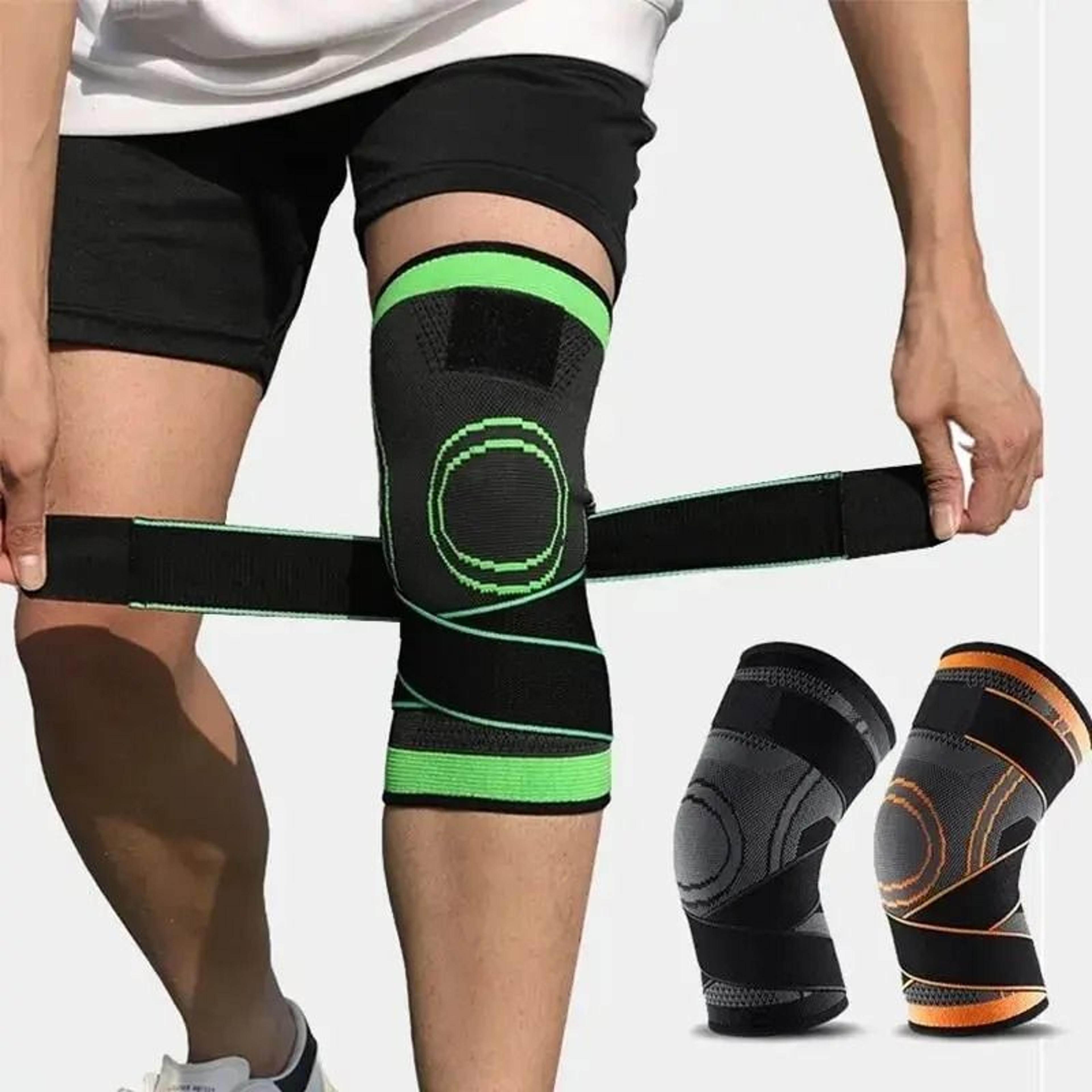 knee compression sleeve with adjustable straps for sports and everyday support