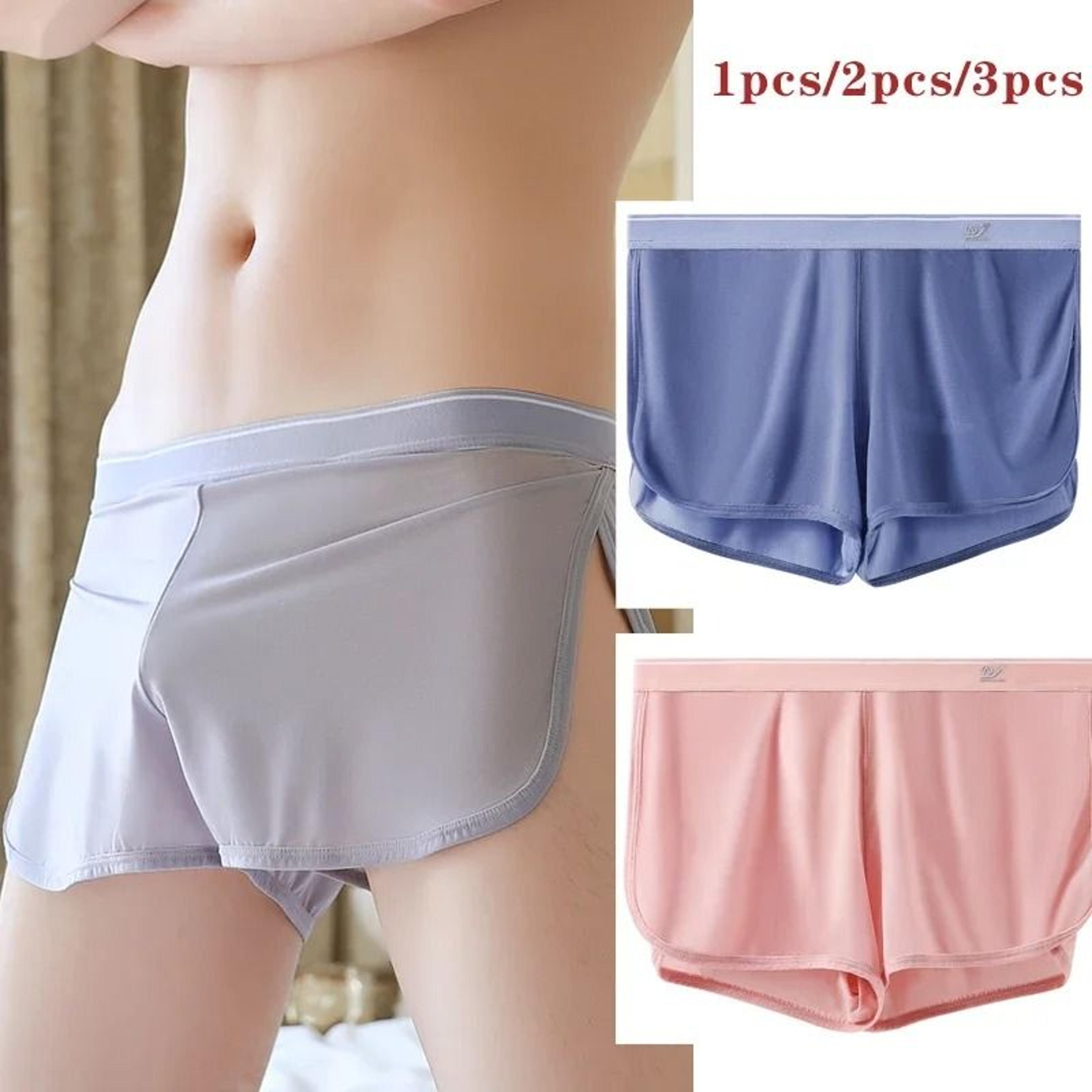 cool breathable mens ice silk casual shorts open side summer homewear