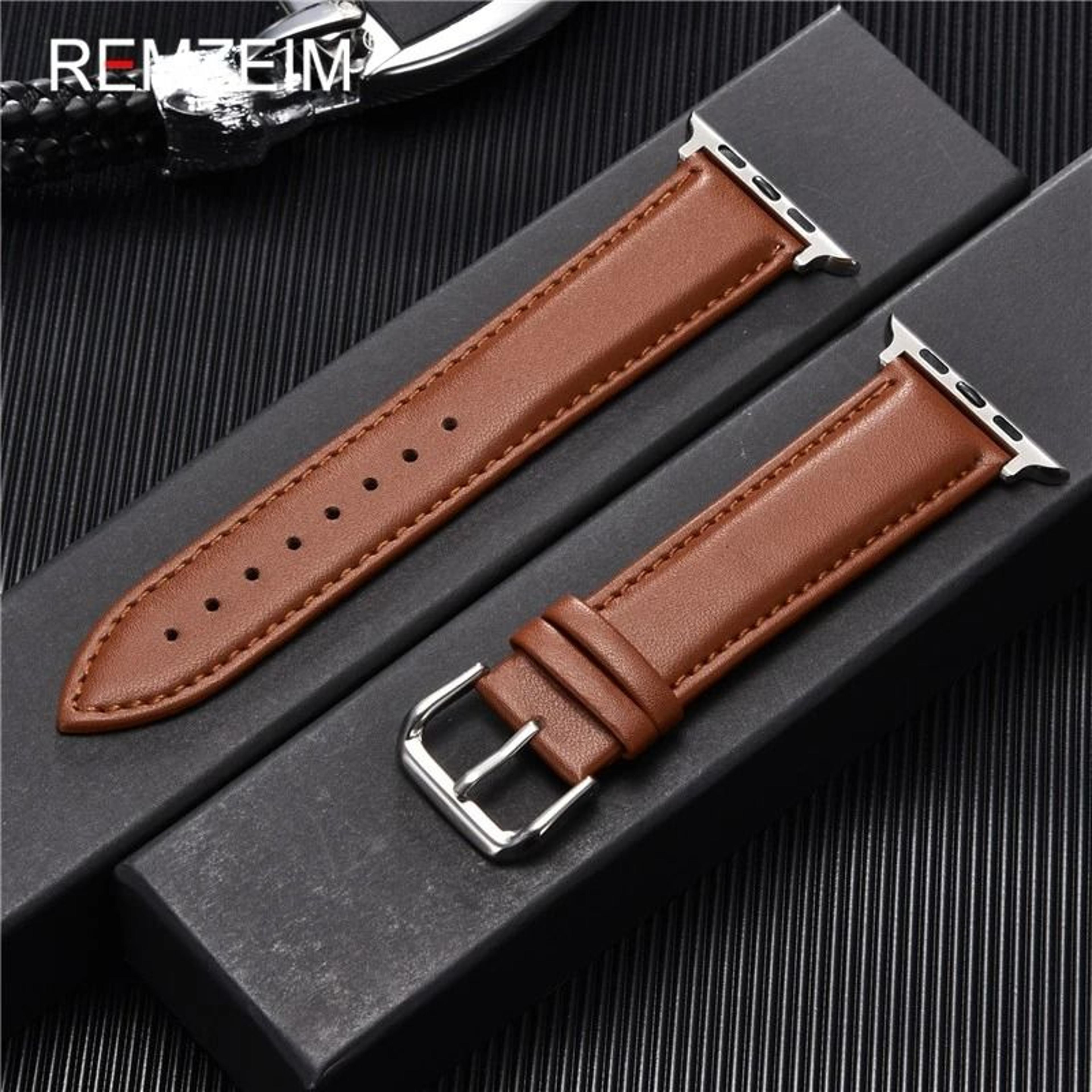 calfskin genuine leather watchband 38mm 40mm 41mm for apple watch