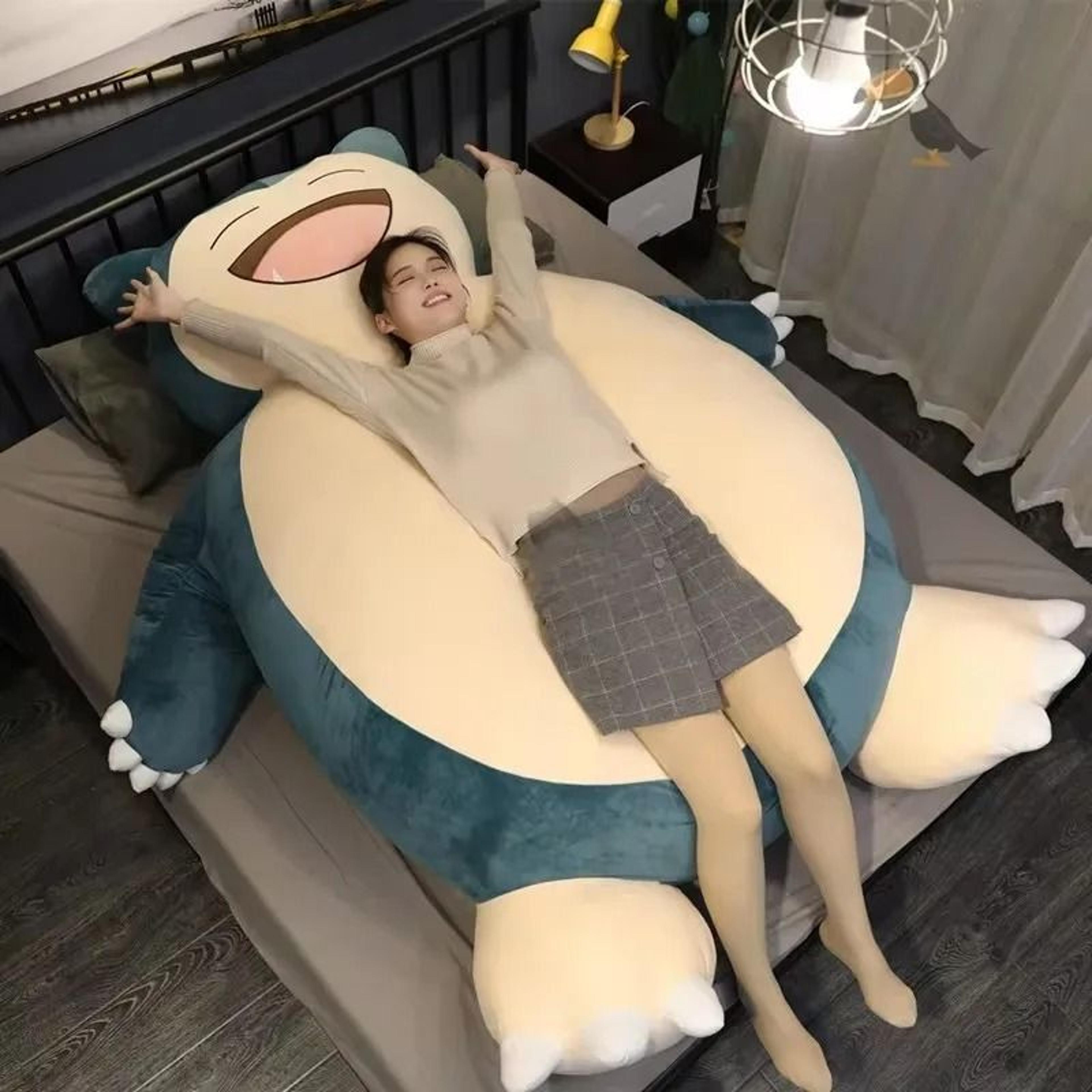 aoger giant snorlax plush toy soft leather shell pillow for kids and collectors