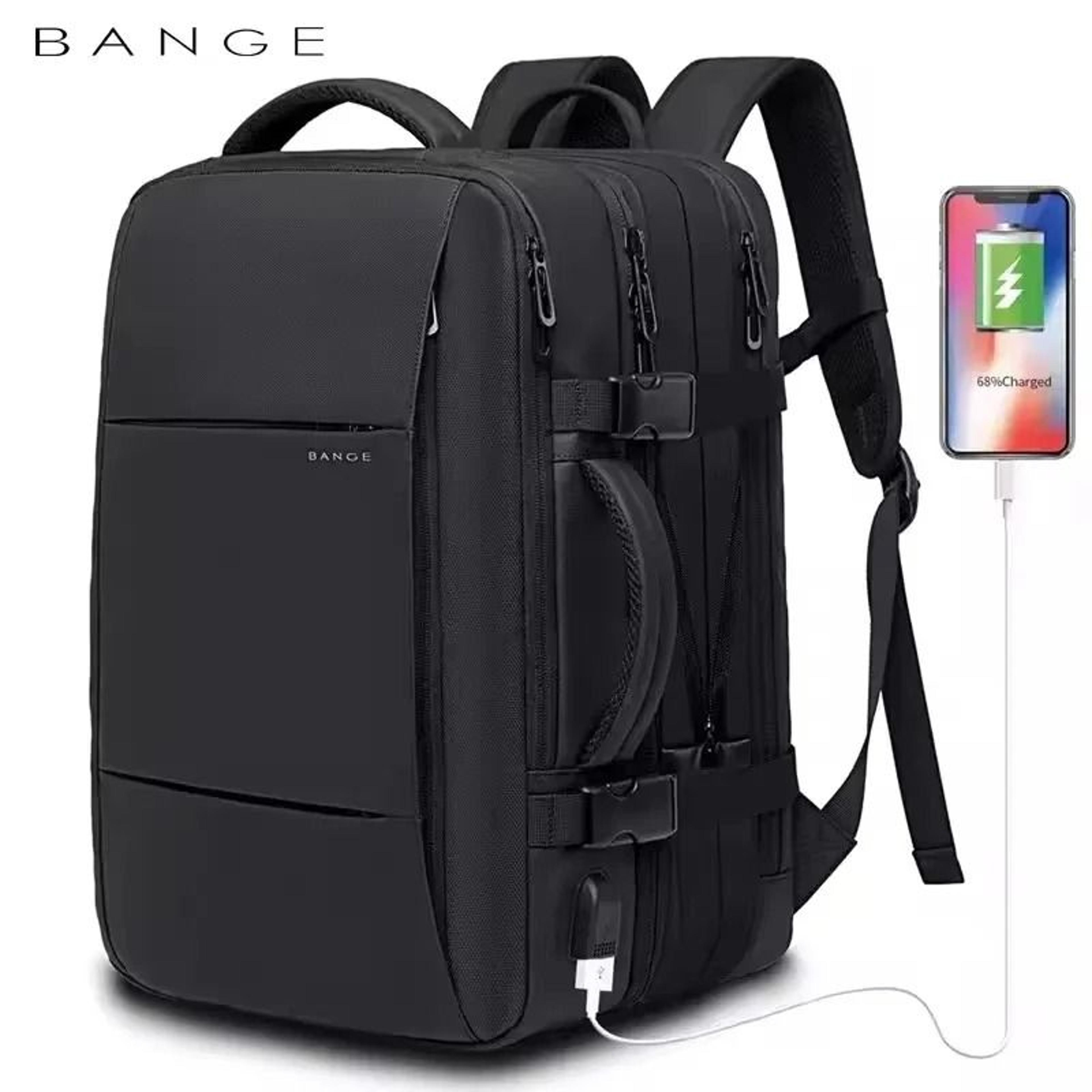 bange expandable waterproof travel and business backpack with usb port