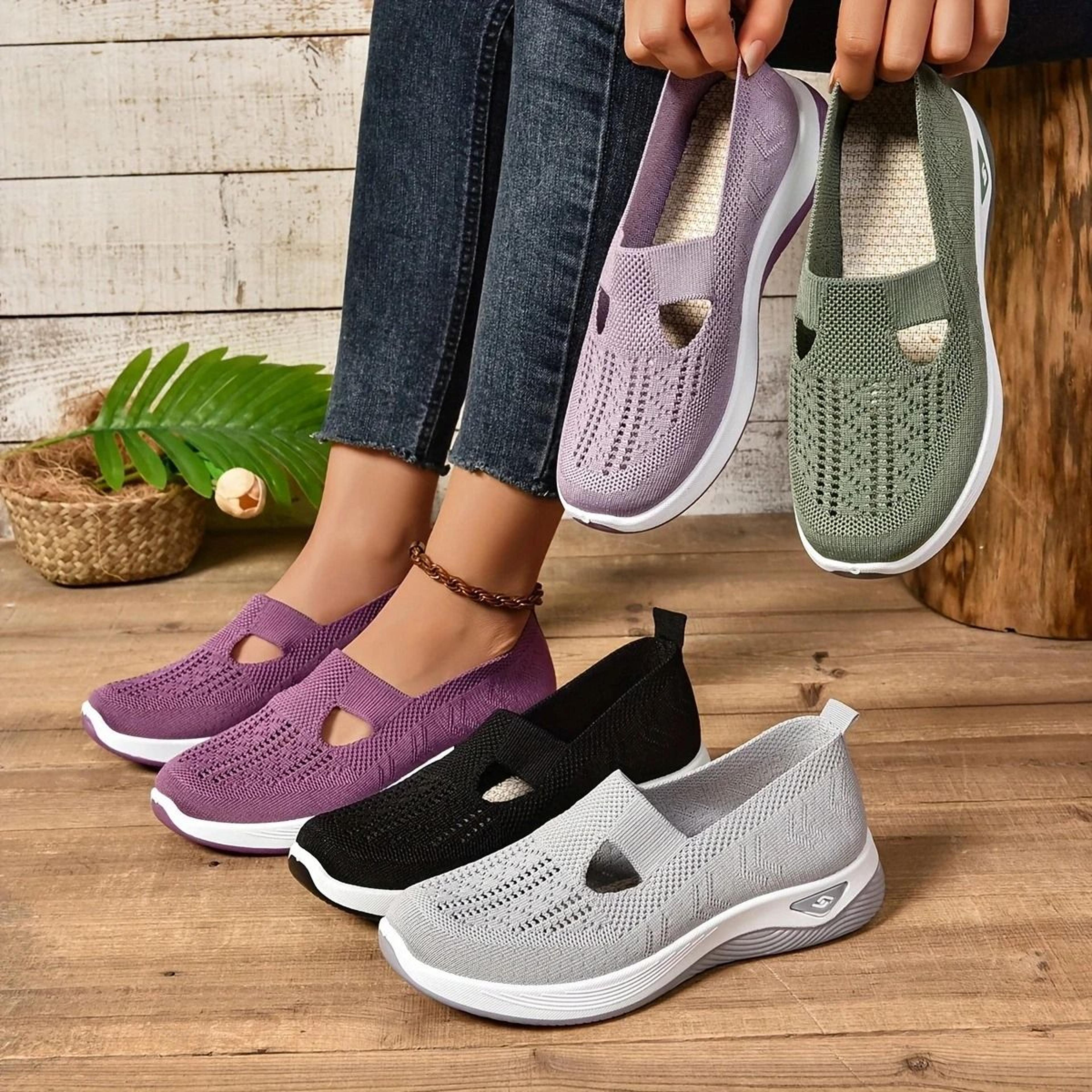 womens breathable knit lightweight walking shoes