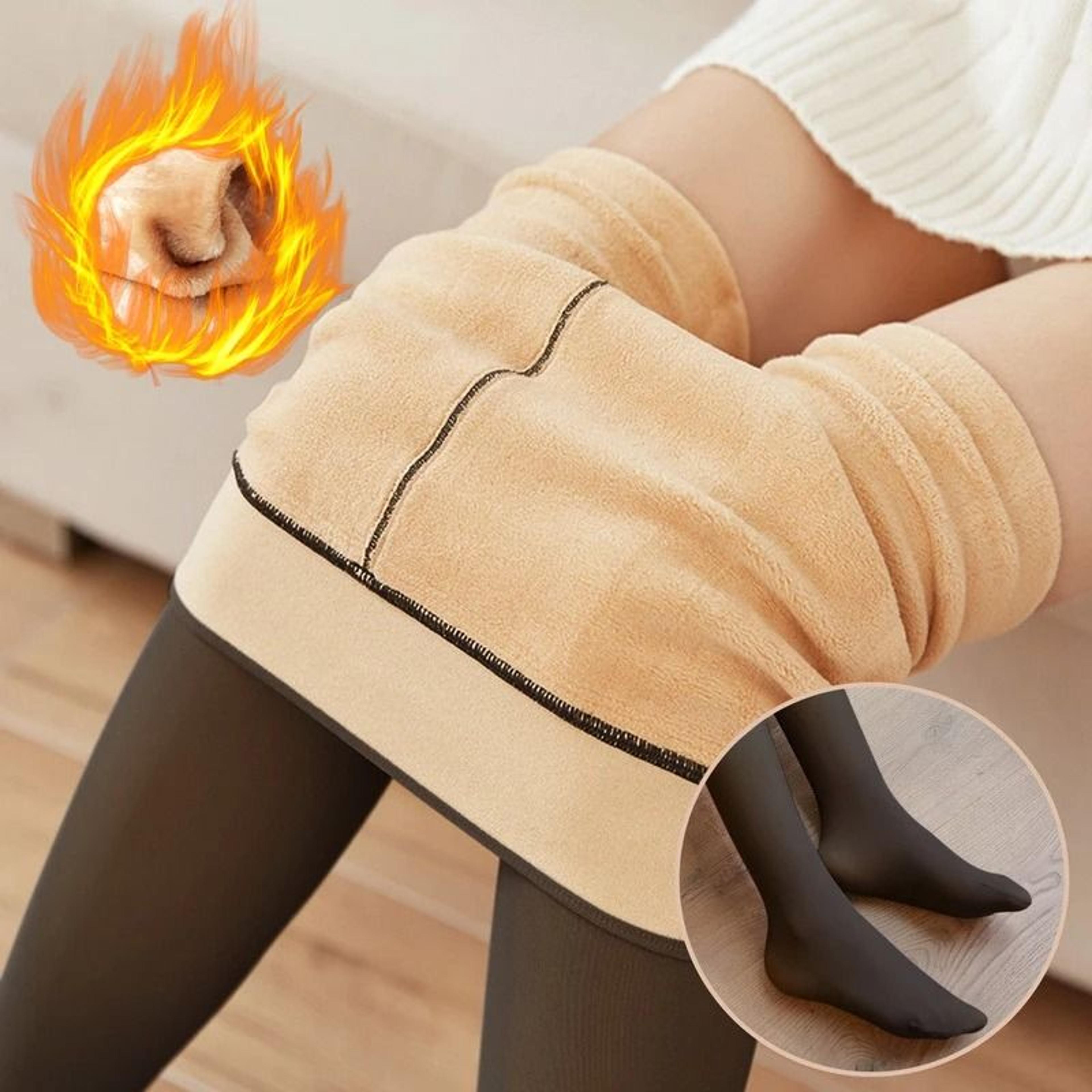 women fleece lined thermal leggings high waist winter pants