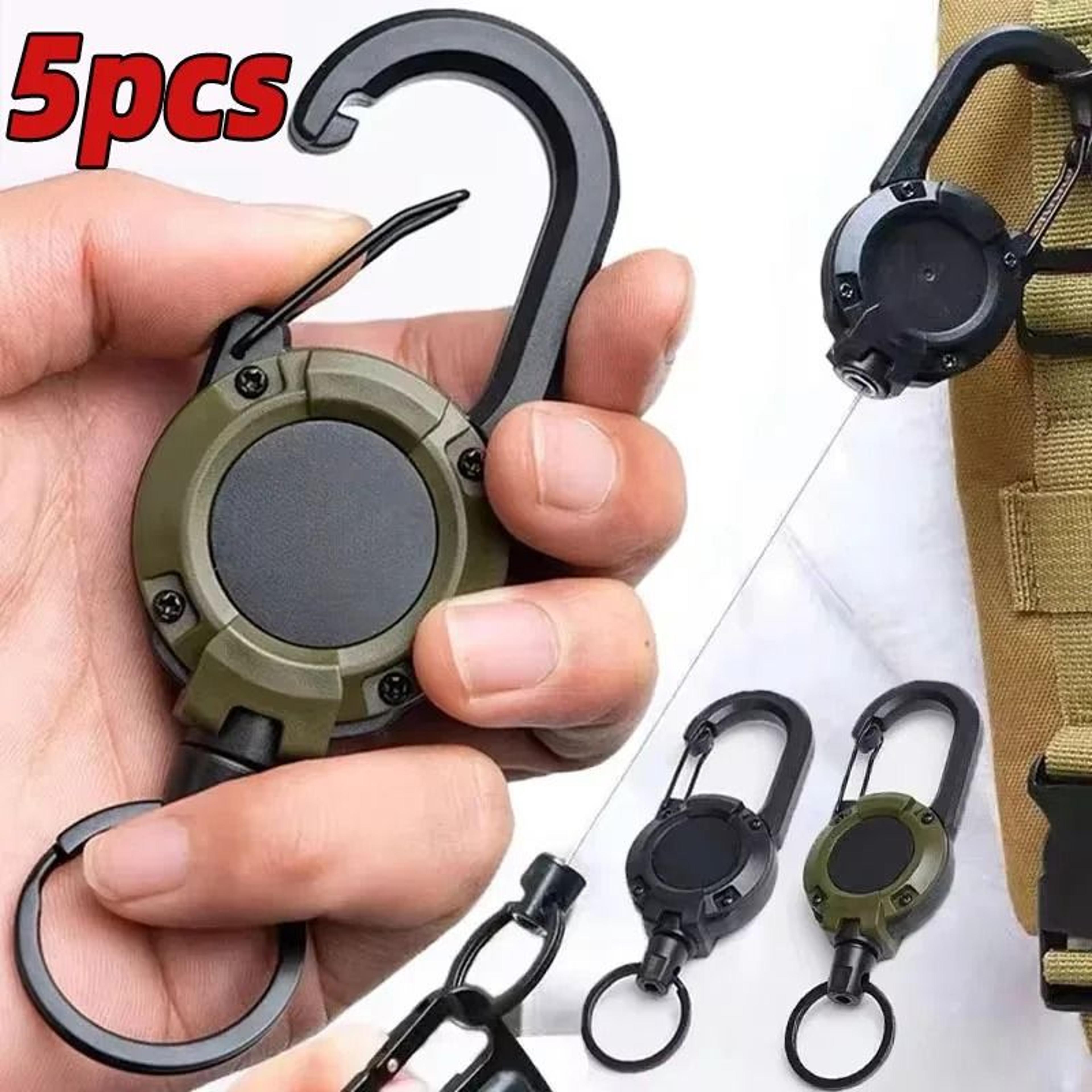 retractable heavy duty pull reel carabiner keychain steel wire rope