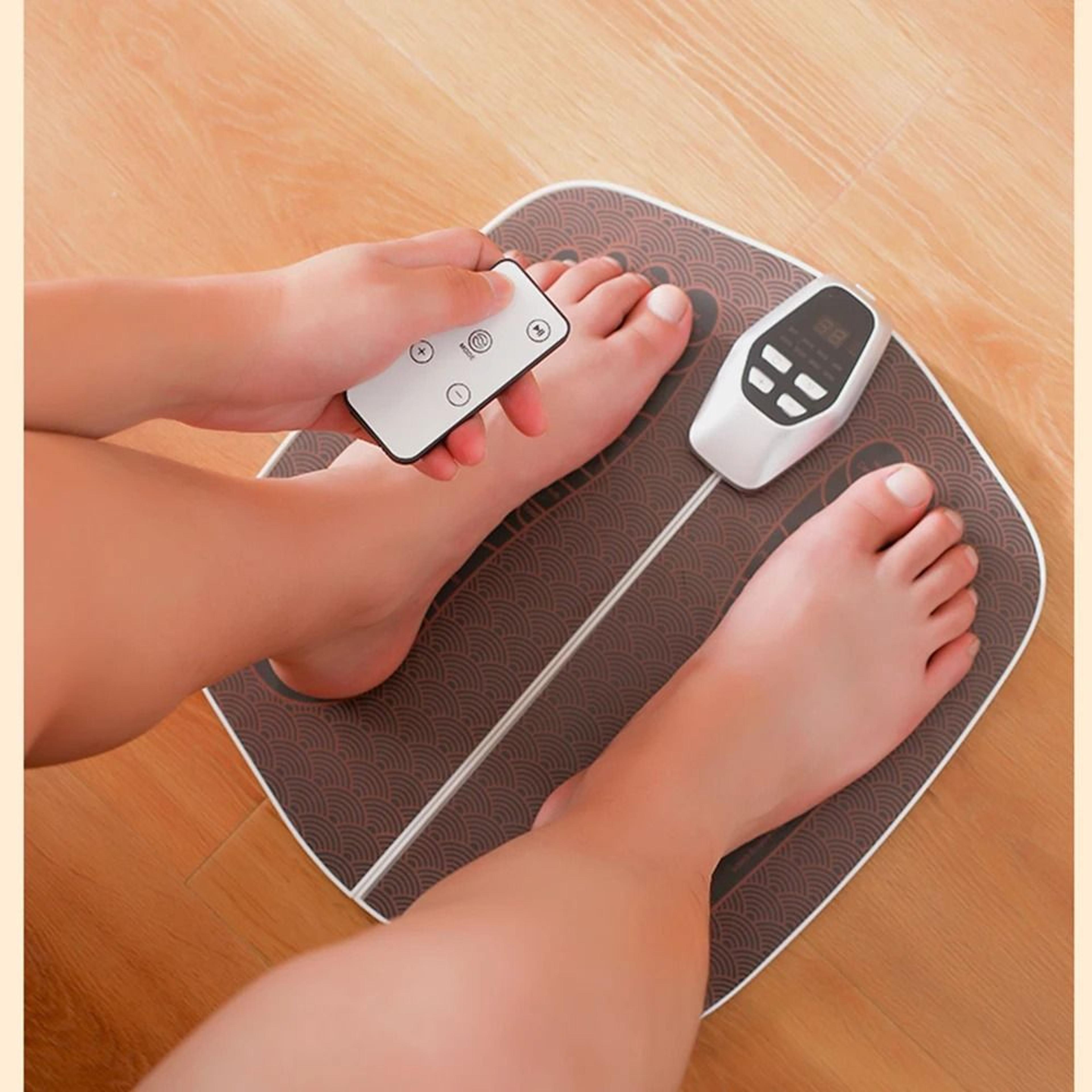 tens foot muscle electrostimulator massager pad with remote control and relaxation therapy modes