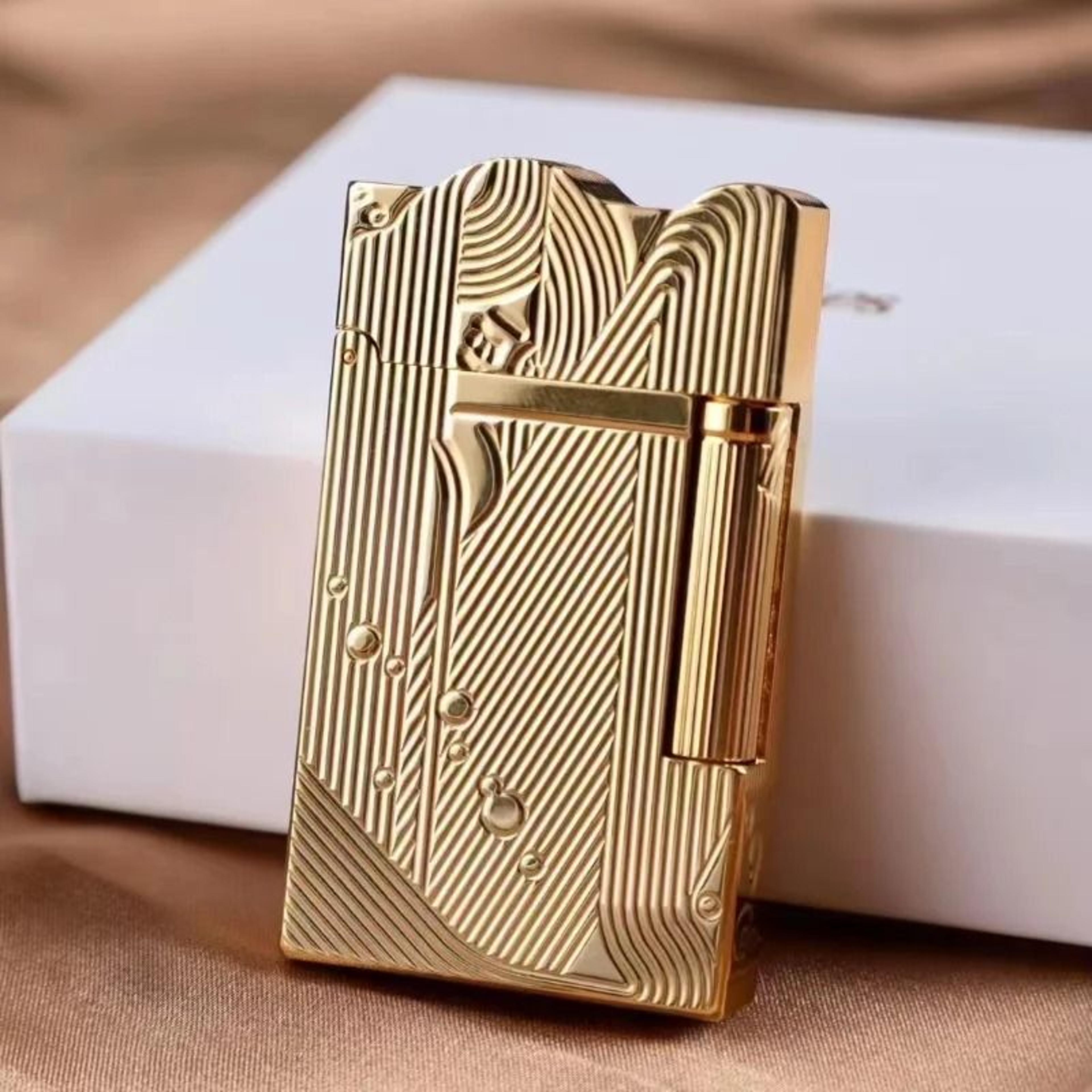 gold mermaid pattern vintage pure copper gas lighter
