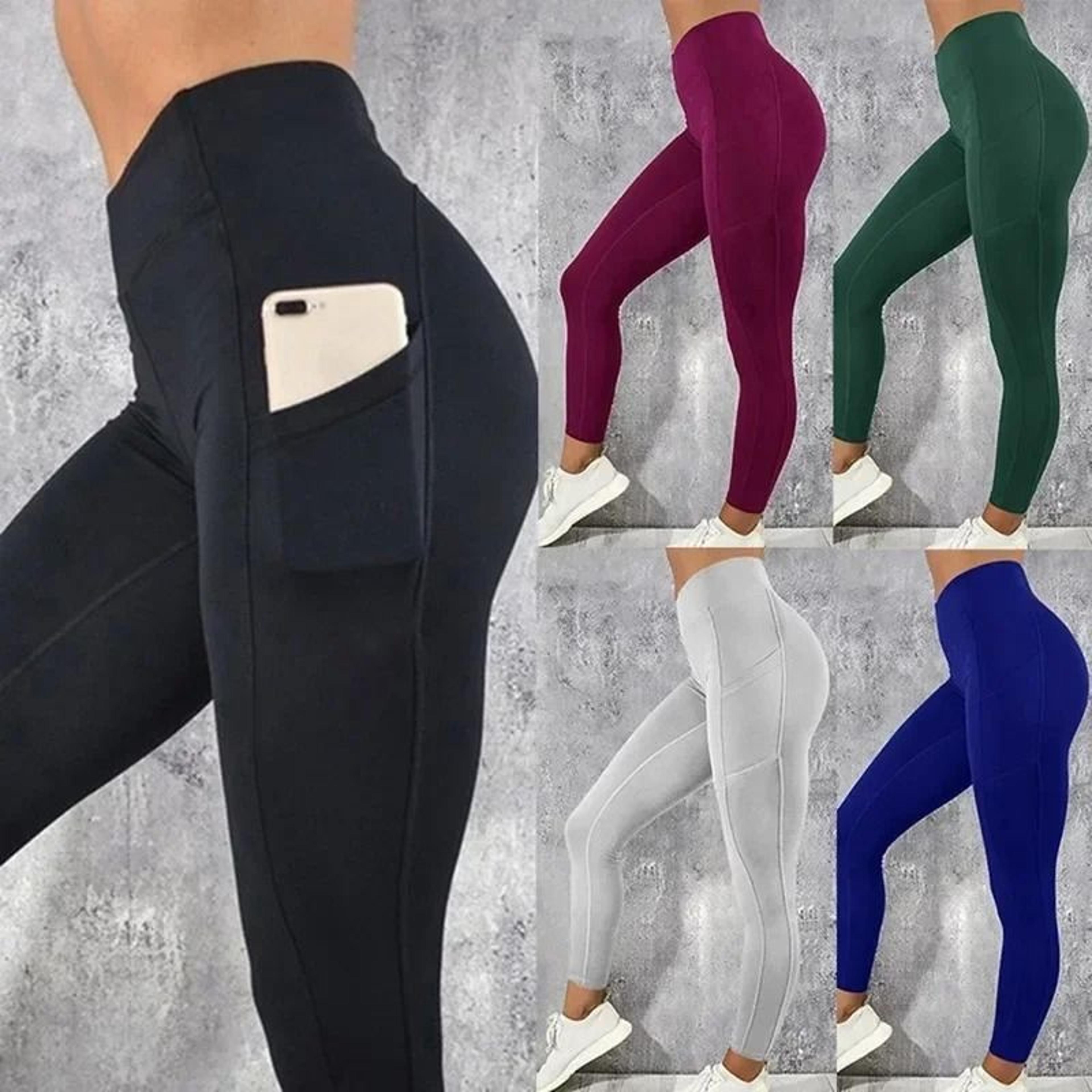 yoga fitness high waist leggings with pocket for women stretchy butt lifting workout pants