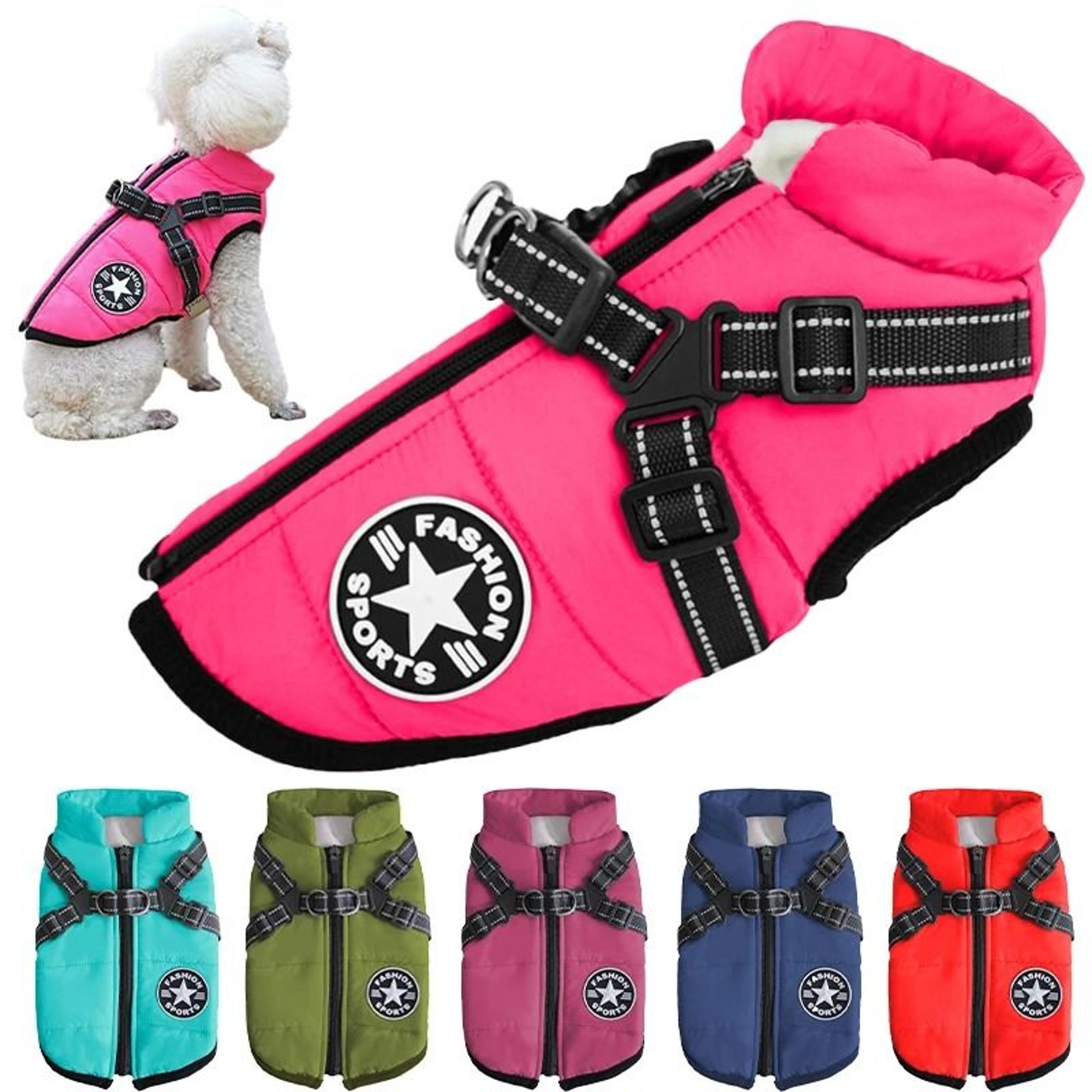 waterproof warm dog jacket vest winter dog clothes with harness