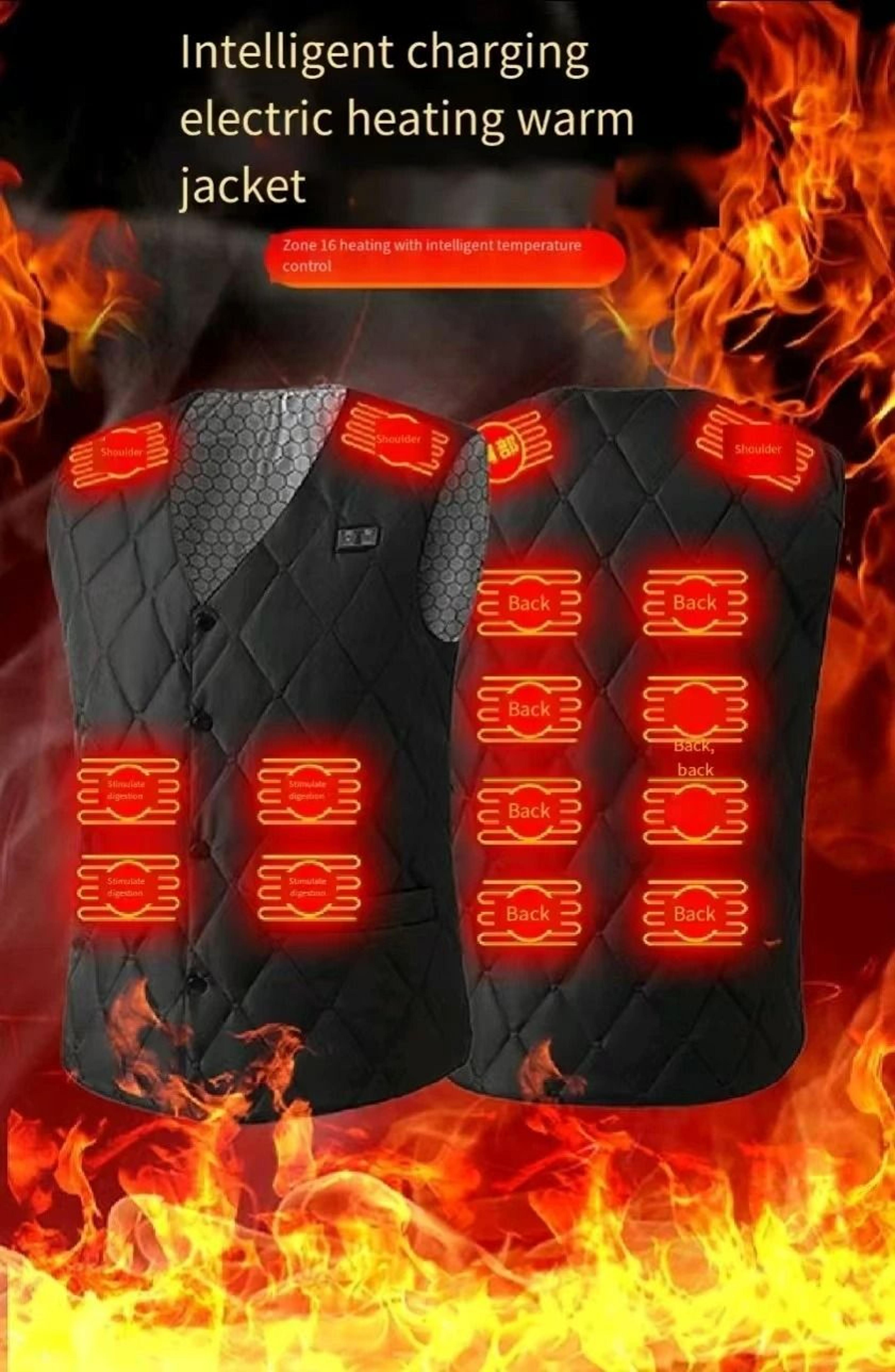 dual control sixteen zone usb dc electric heating vest for men winter warm thermal vest