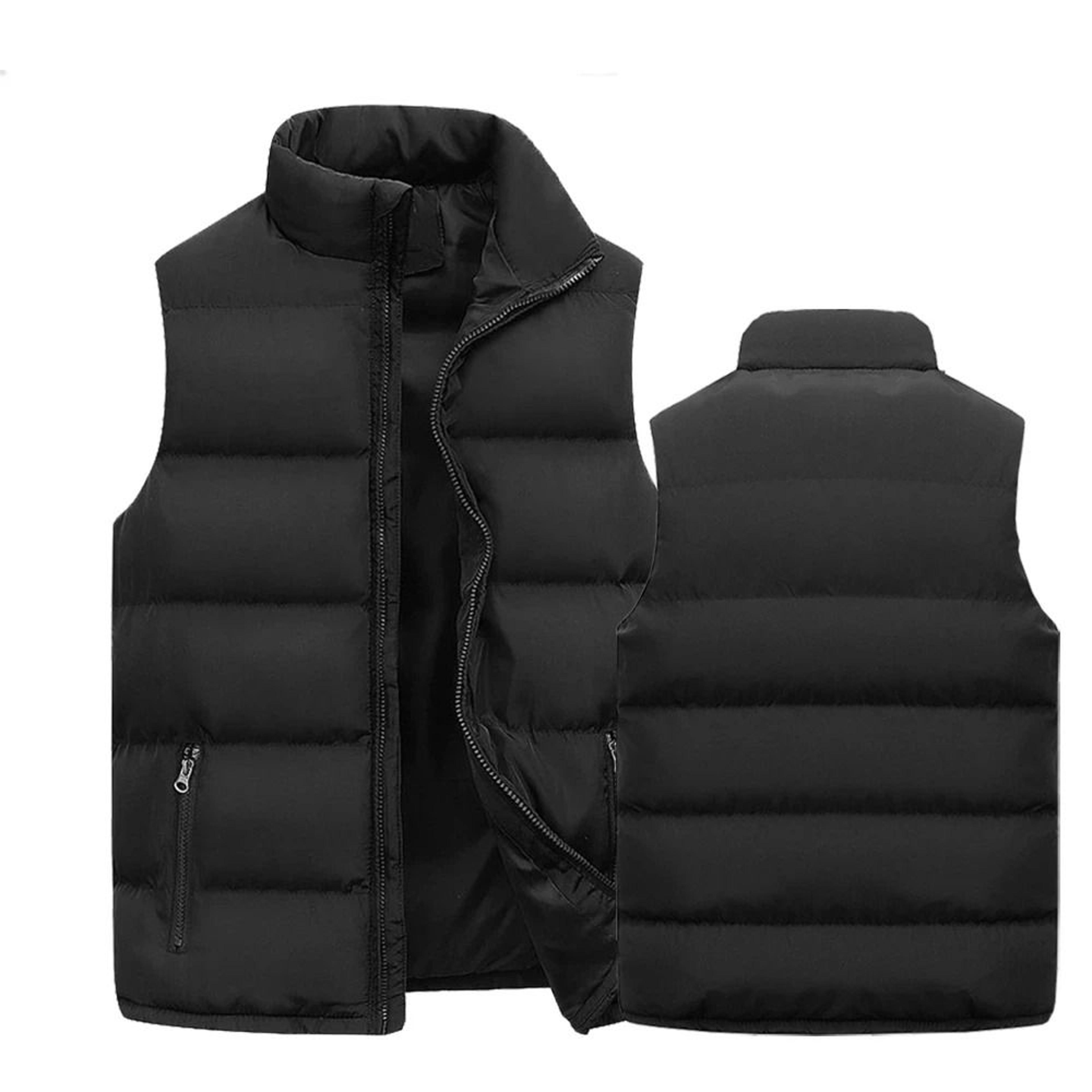 mens warm vest jacket waterproof sleeveless zipper coat with stand collar