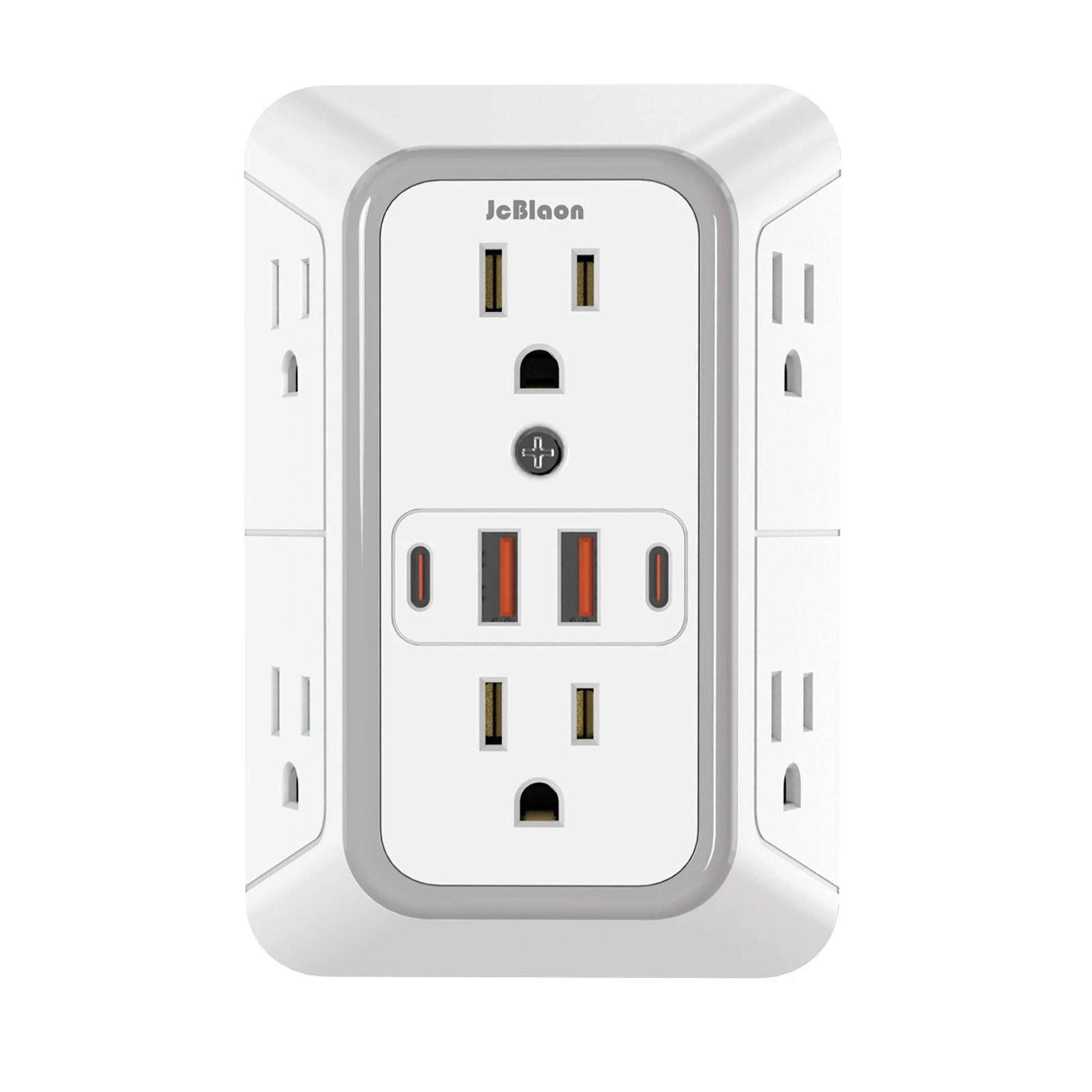 us multi socket wall plug with 6 ac outlets and 4 usb ports including 2 type c fast charging power strip