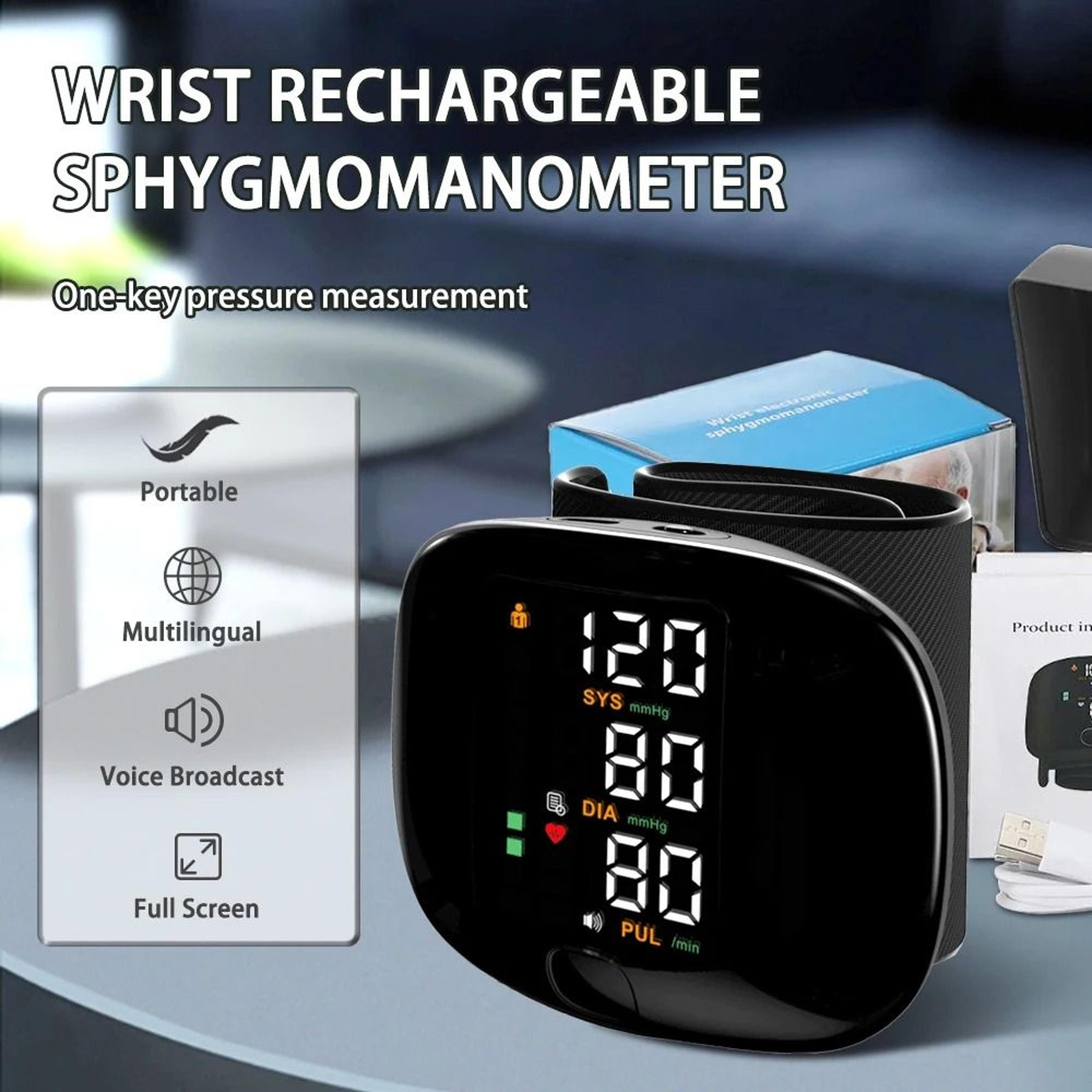 digital wrist blood pressure meter automatic voice tonometer smart heart rate monitor