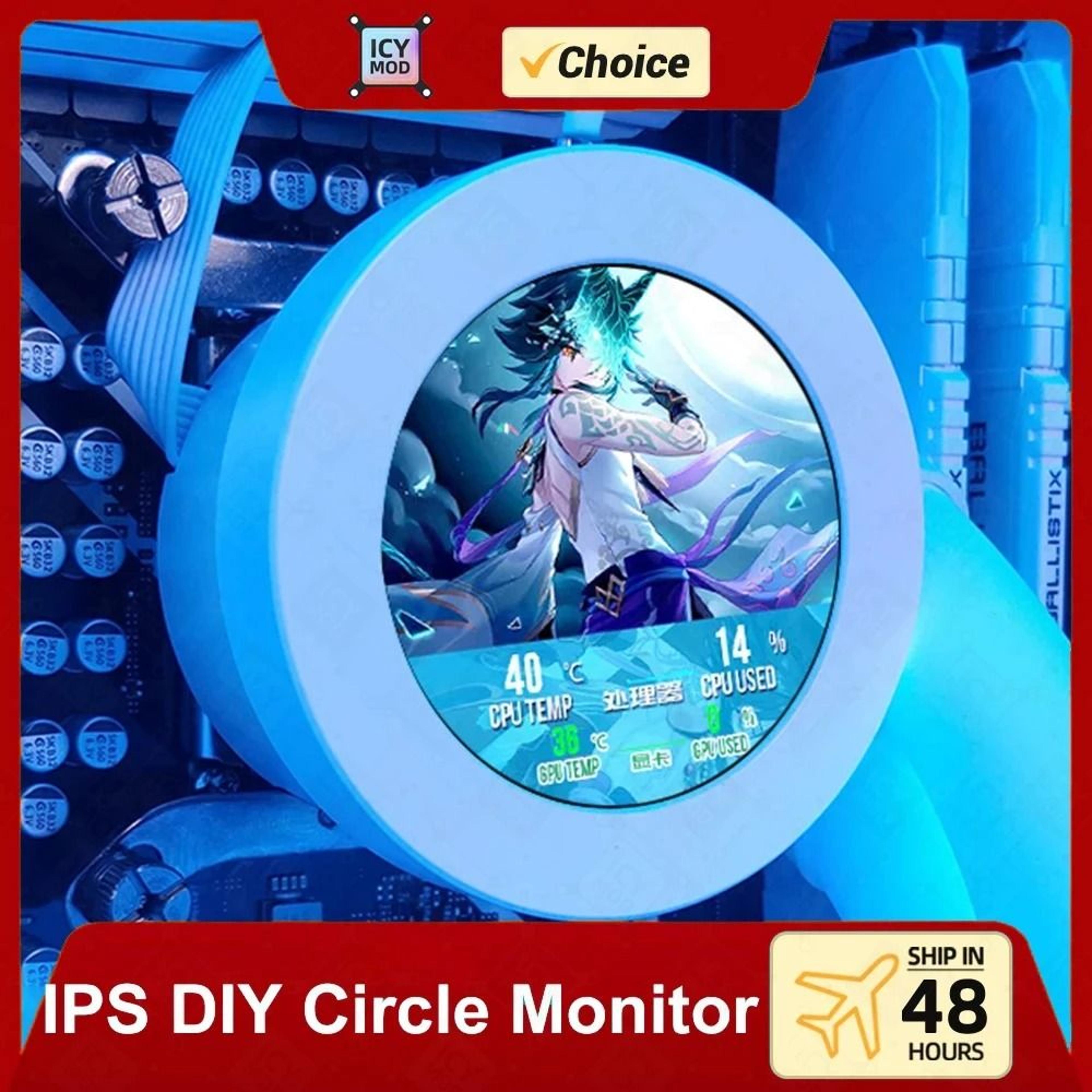 2.1 inch round ips display monitor for water cooling pc temperature monitor