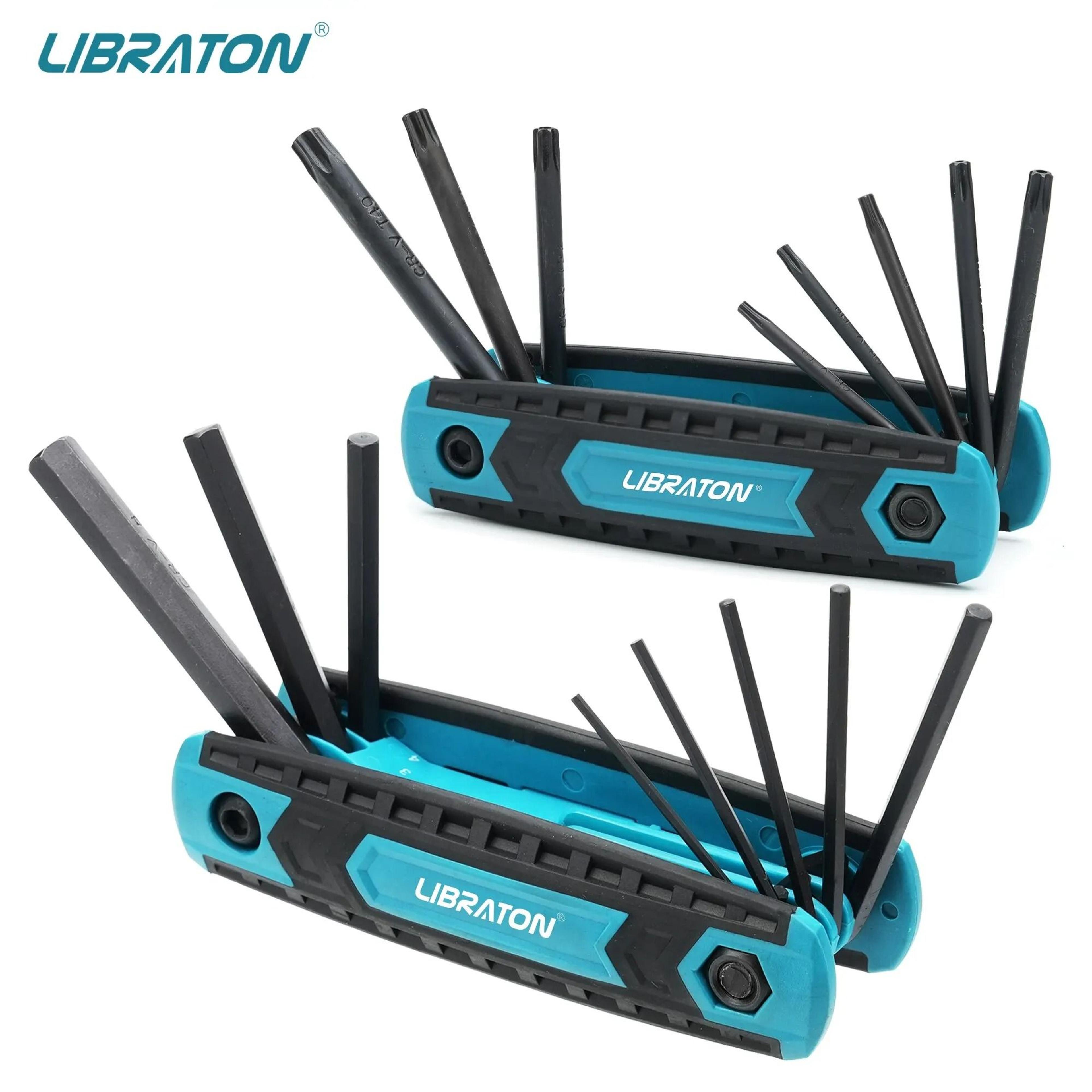 libraton 8 in 1 folding allen wrench set with metric and tamper proof torx keys