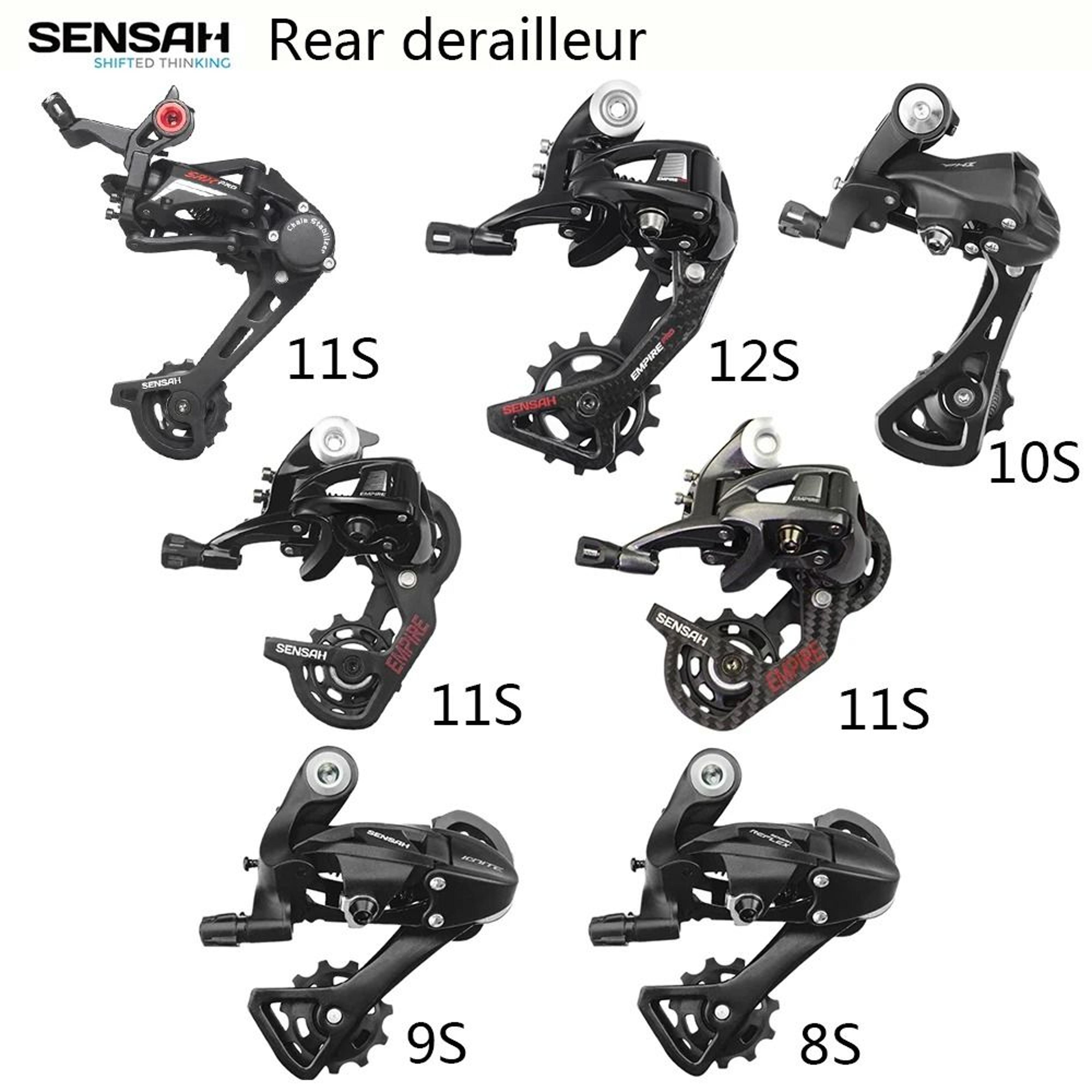 rear bike derailleur for 8 to 12 speed road bicycles with carbon body for smooth gear shifting