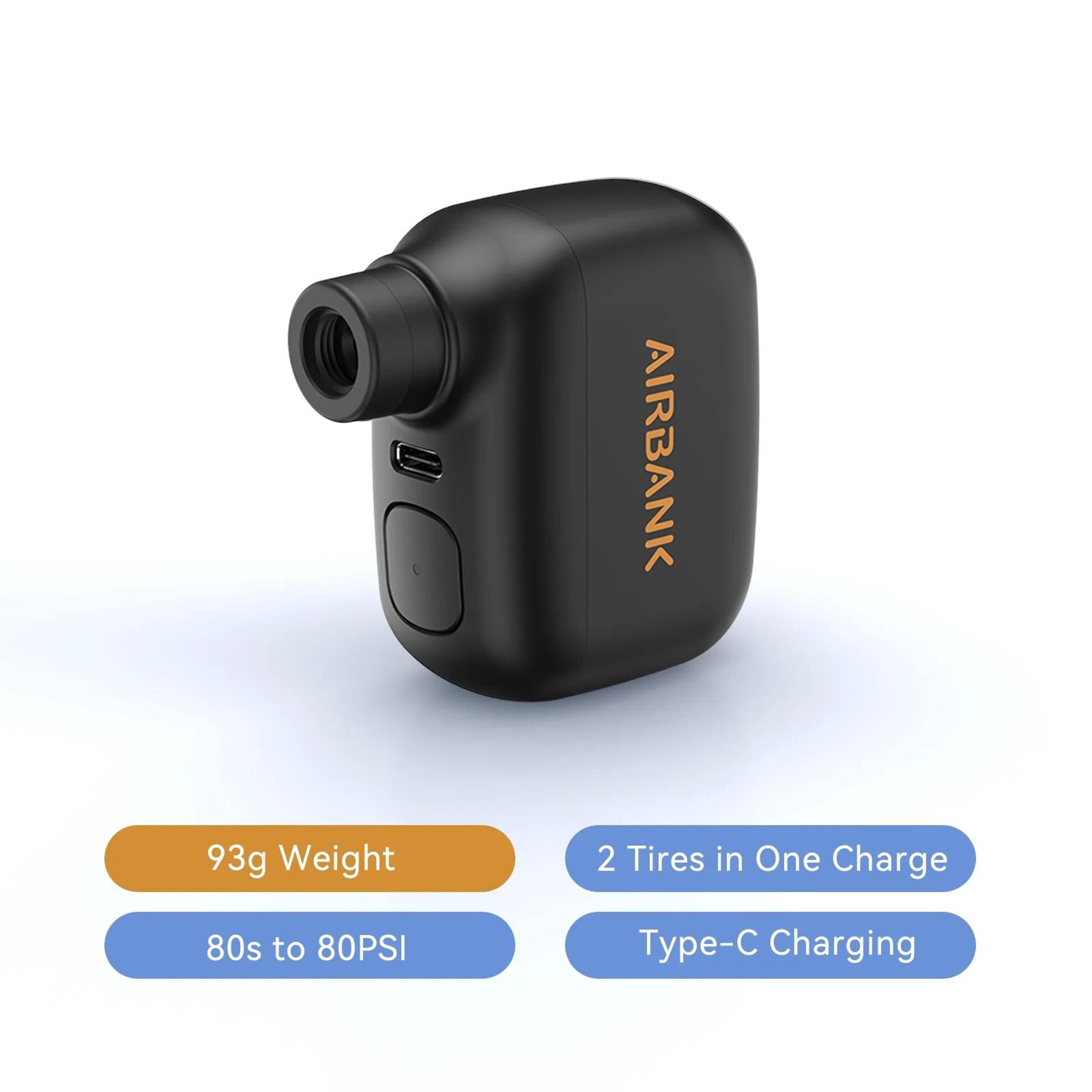 airbank pocket se mini portable electric bicycle pump with fast charging and valve compatibility