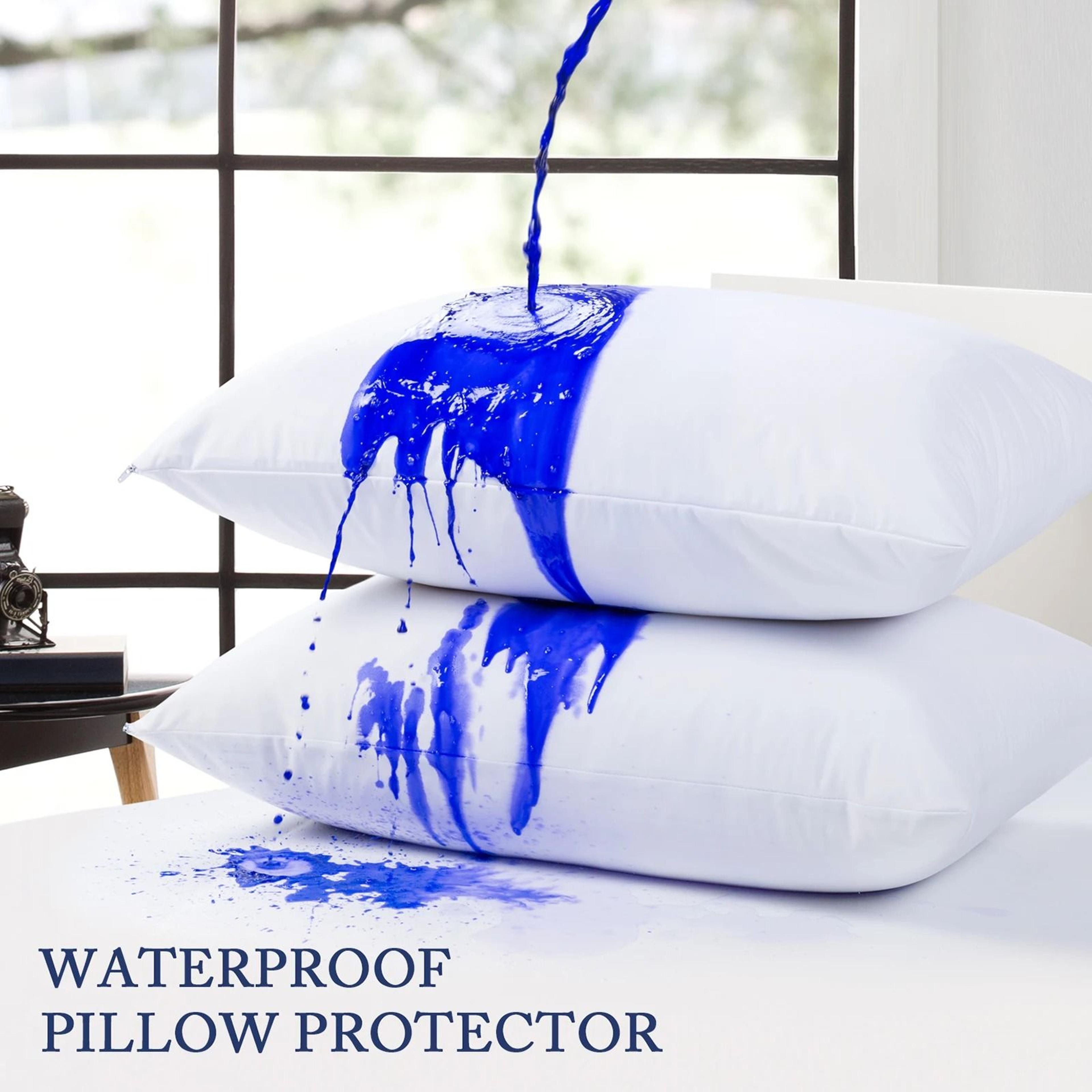 smooth waterproof pillow cover protector with zipper for allergy and bedbug proofing