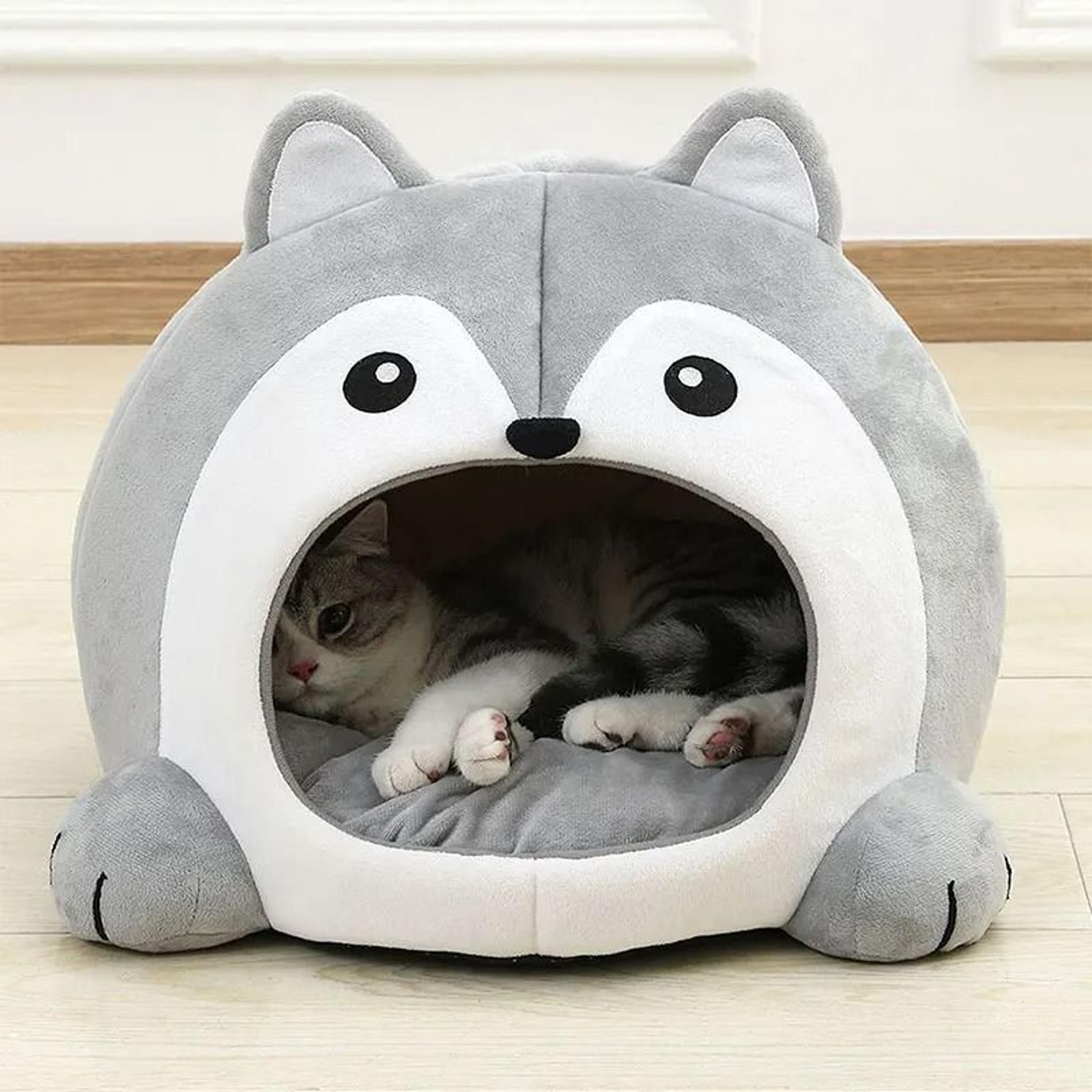 soft cat bed and small dog lounger with cushion and tent design