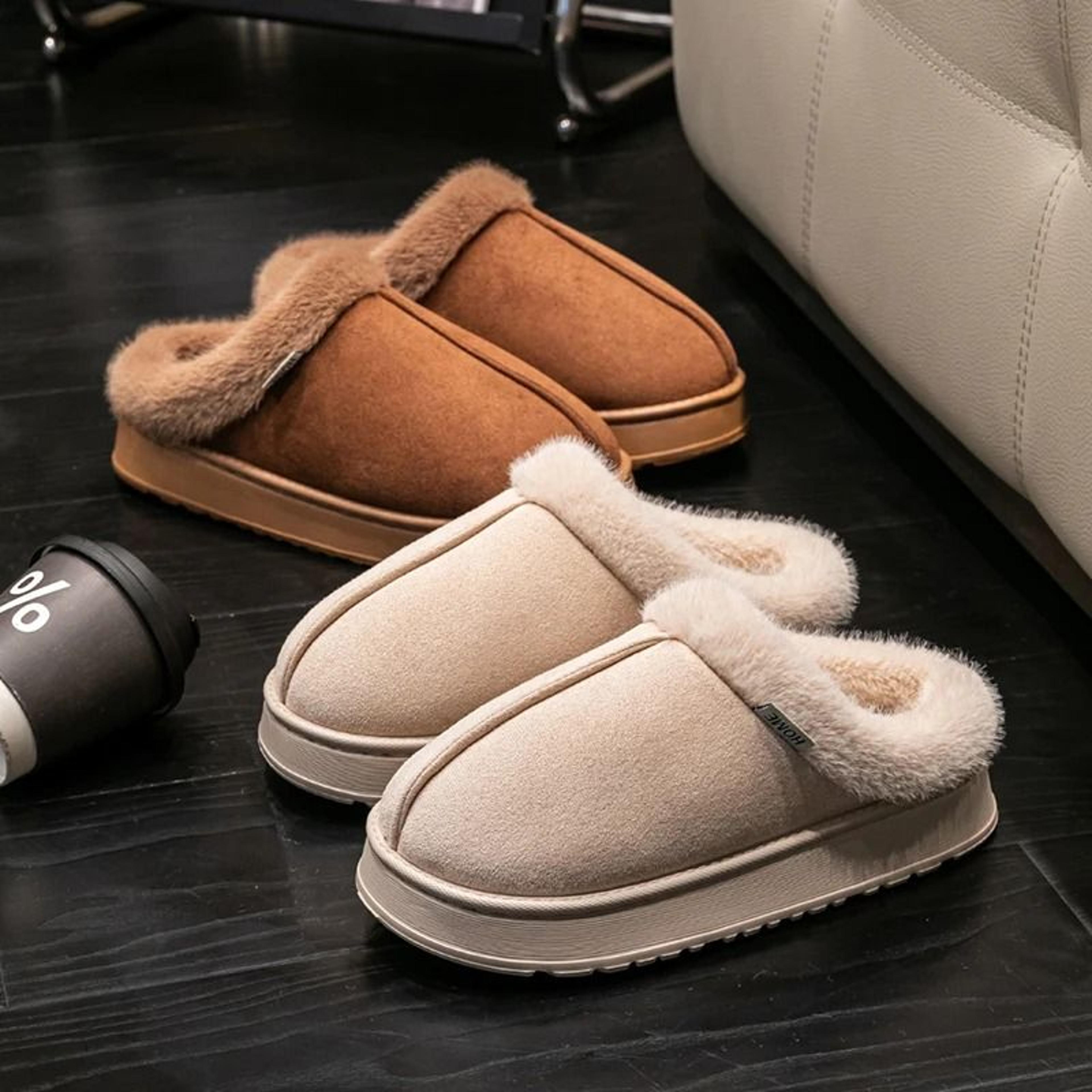 women fluffy winter slippers indoor warm eva sole non slip home slippers
