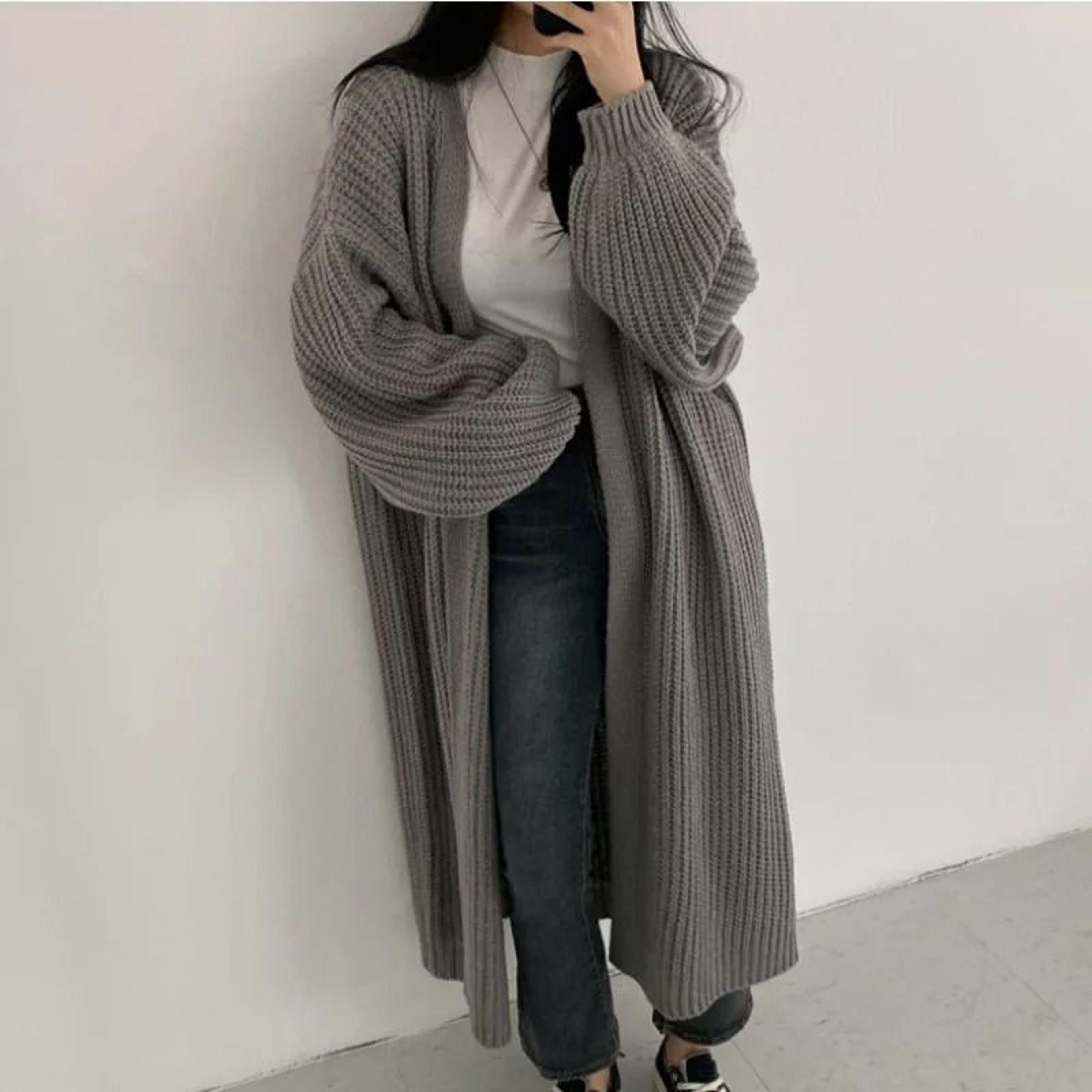 womens vintage long knit cardigan loose warm sweater coat