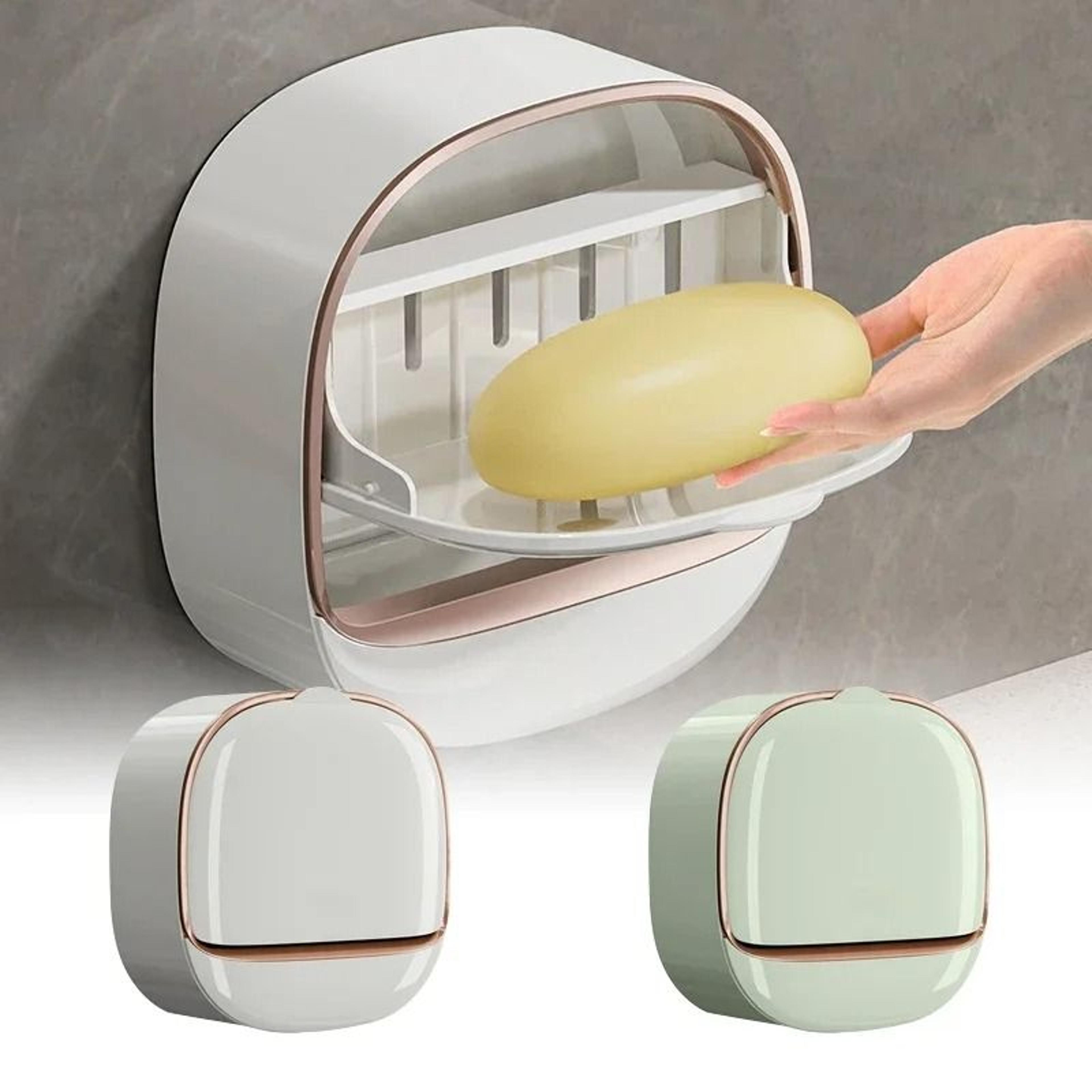 wall mounted waterproof soap box with lid for bathroom storage