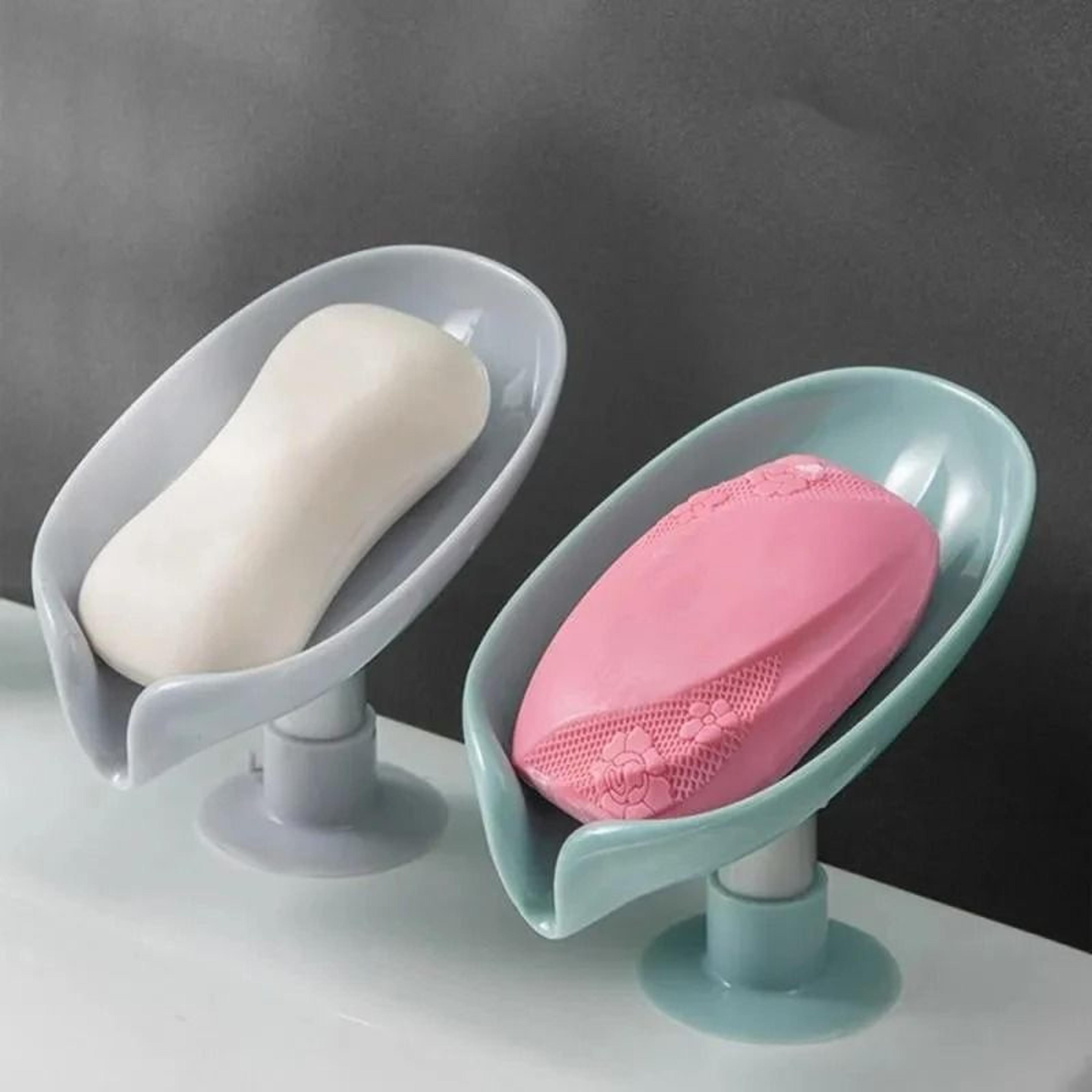 leaf shape soap holder with suction cup sponge dish rack