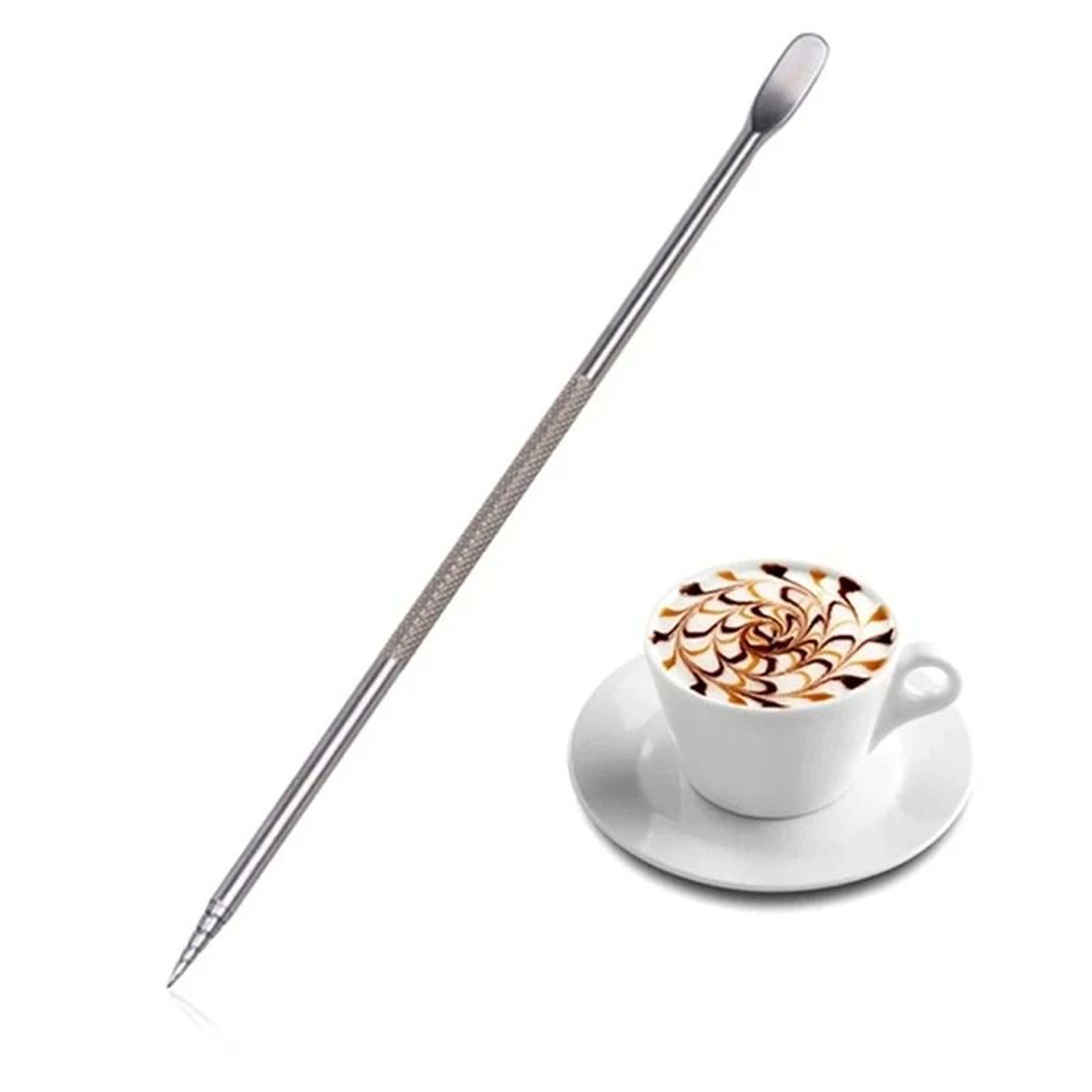 stainless steel coffee art needle pen for cappuccino and latte