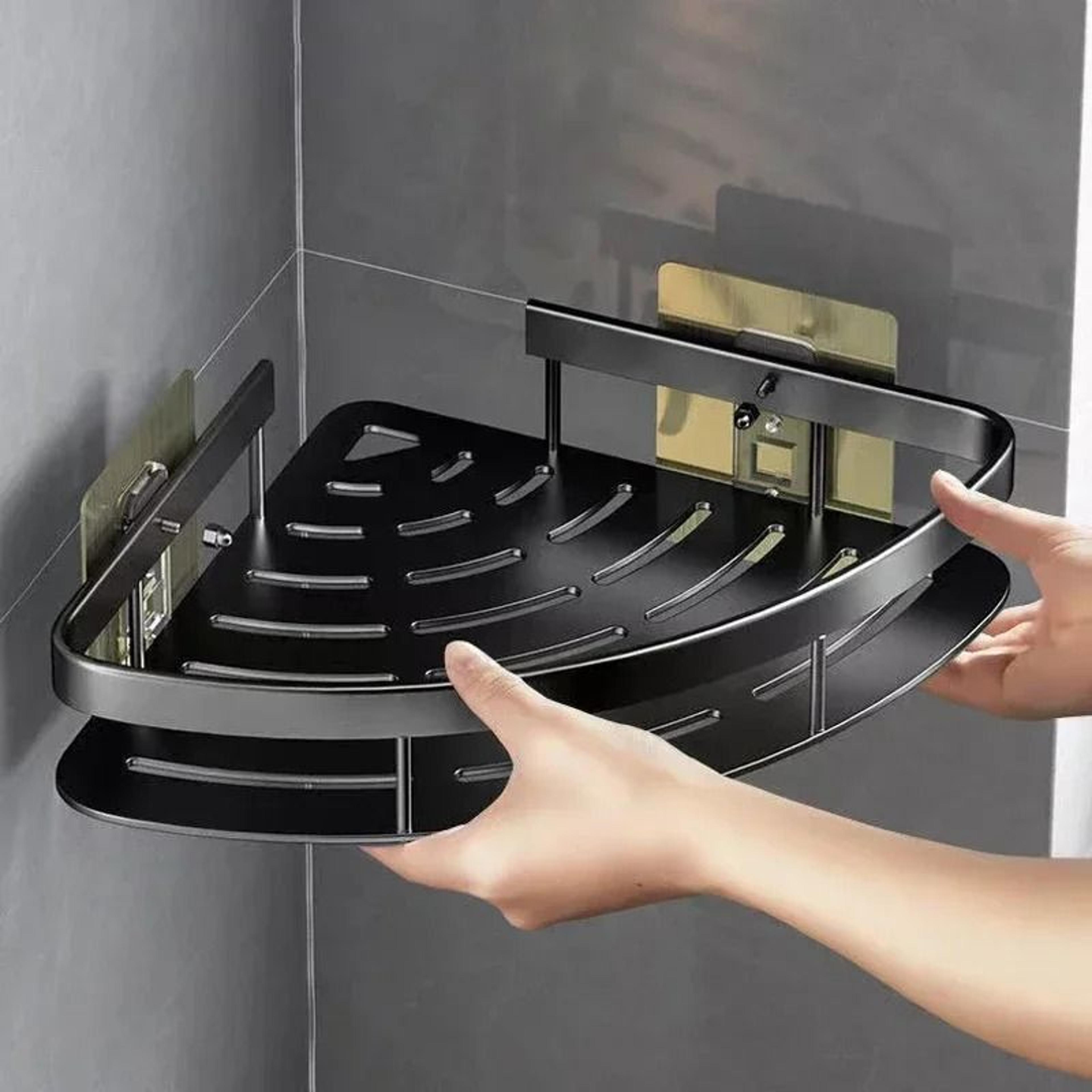 bathroom shelf makeup storage organizer aluminum alloy shampoo rack