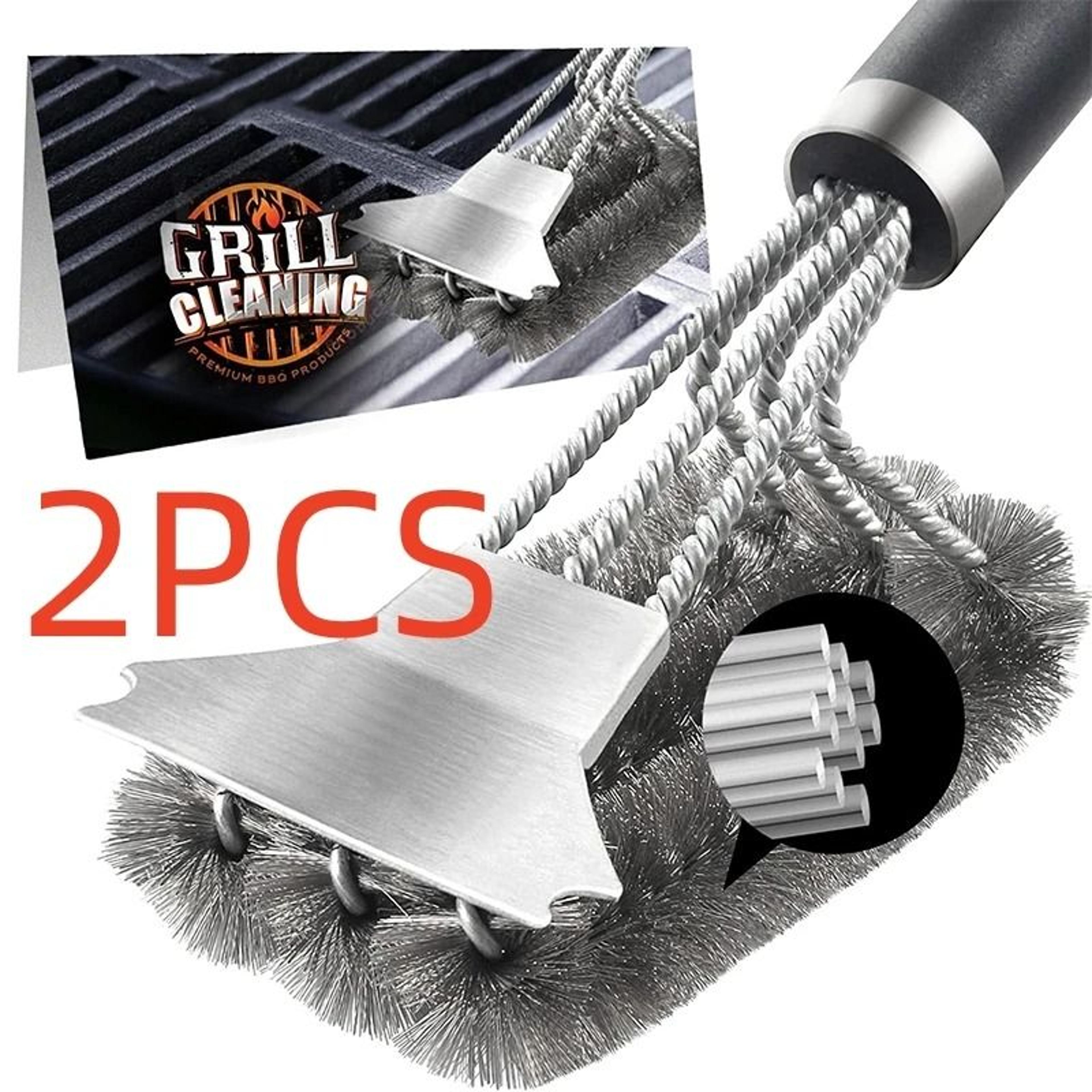 safe grill brush and scraper with deluxe handle stainless steel bristles