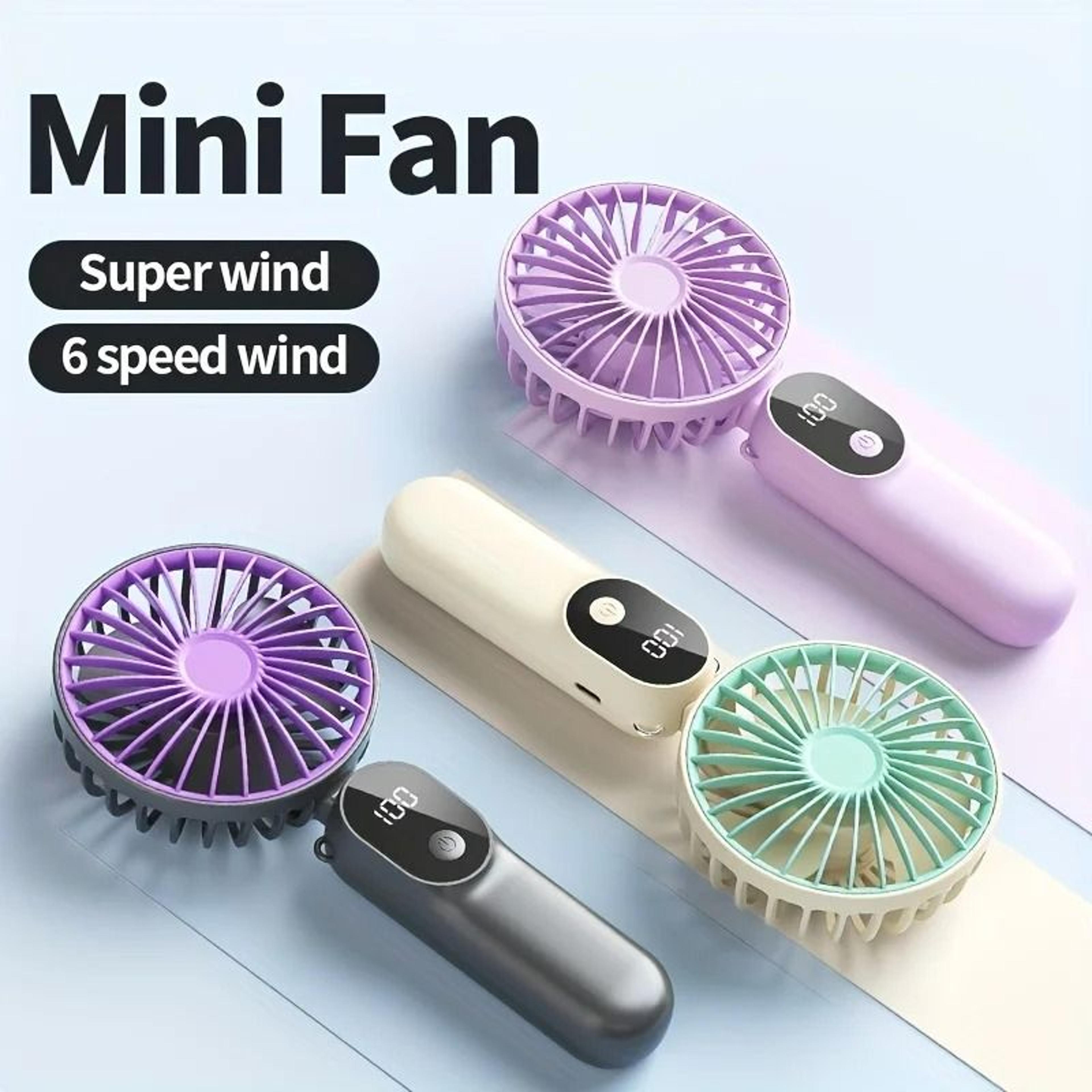 mini portable usb fan 6 speeds digital display foldable 3 in 1 handheld neck desktop fan