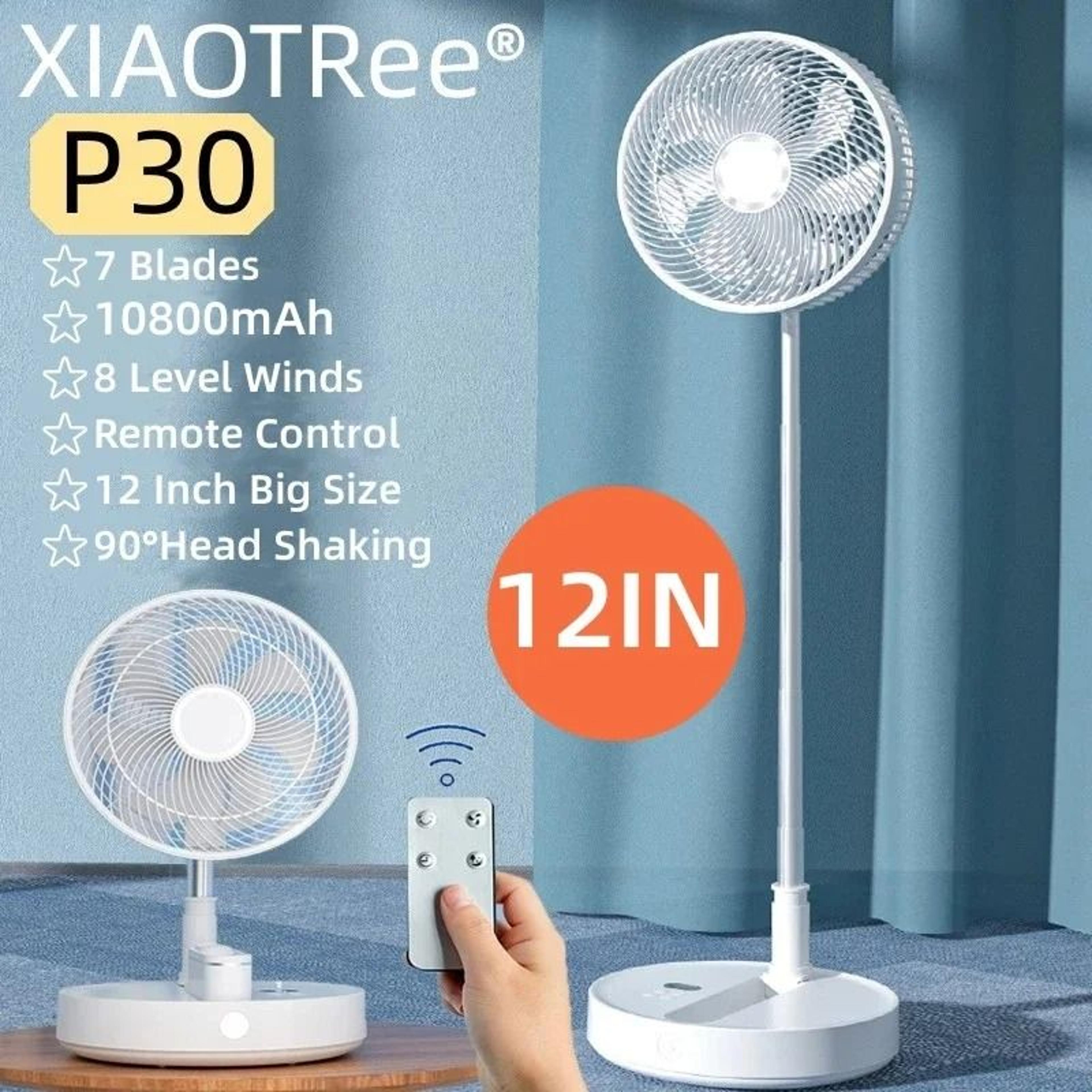 p30 10800mah usb folding portable fan 12 inch wireless cooling table and floor fan
