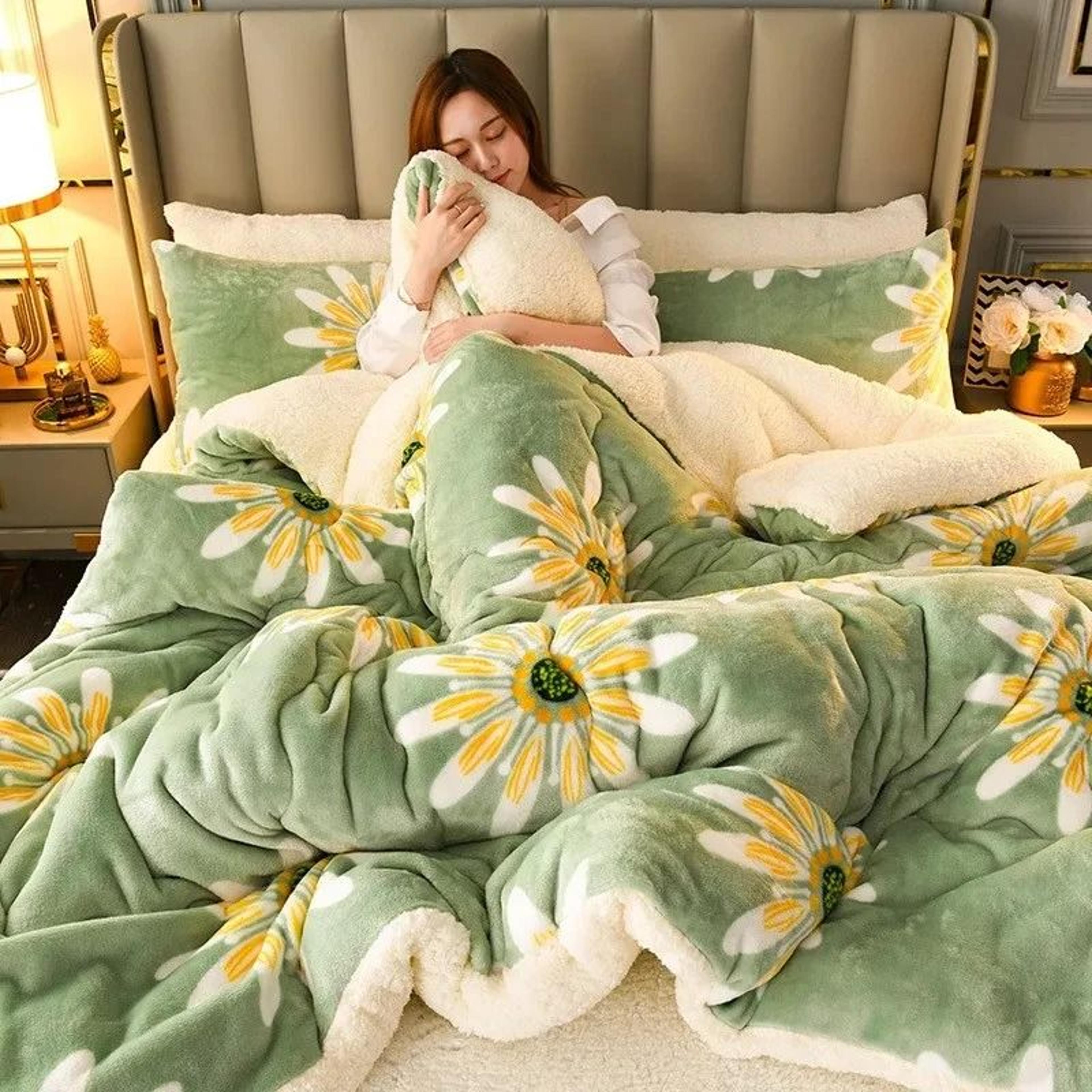 super thick winter warm blanket weighted artificial lamb cashmere comforter for bed