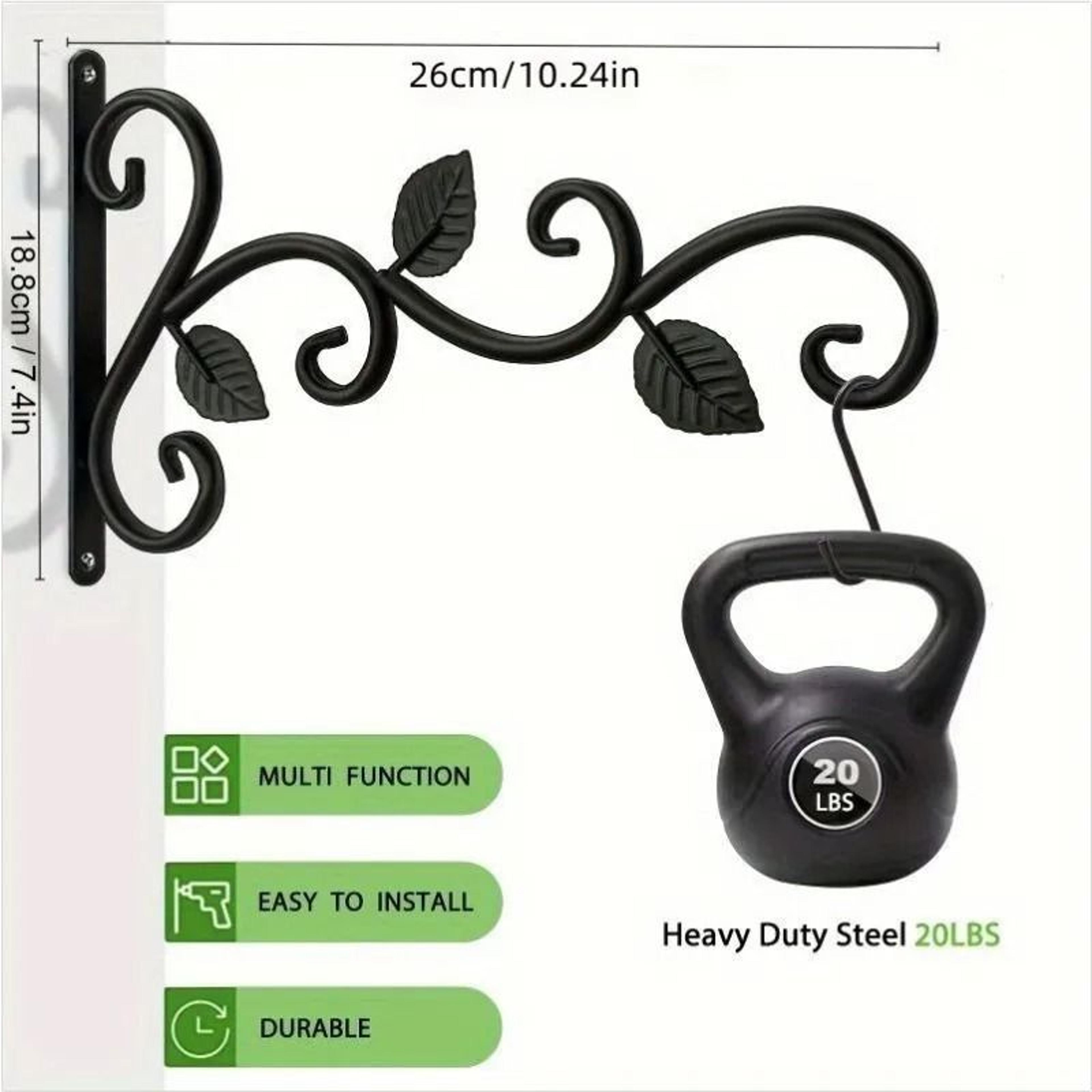 rustic wrought iron wall bracket plant hooks 2 pack for indoor and outdoor use