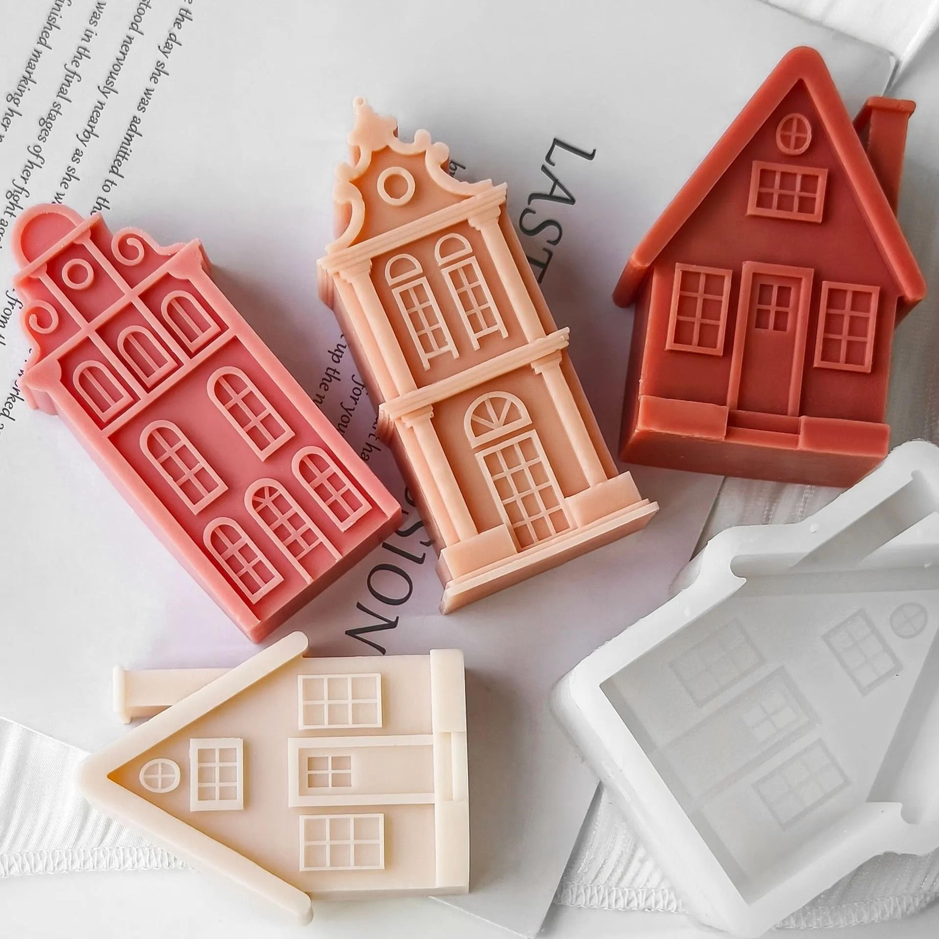 house shape silicone mold for candle baking resin ornament making