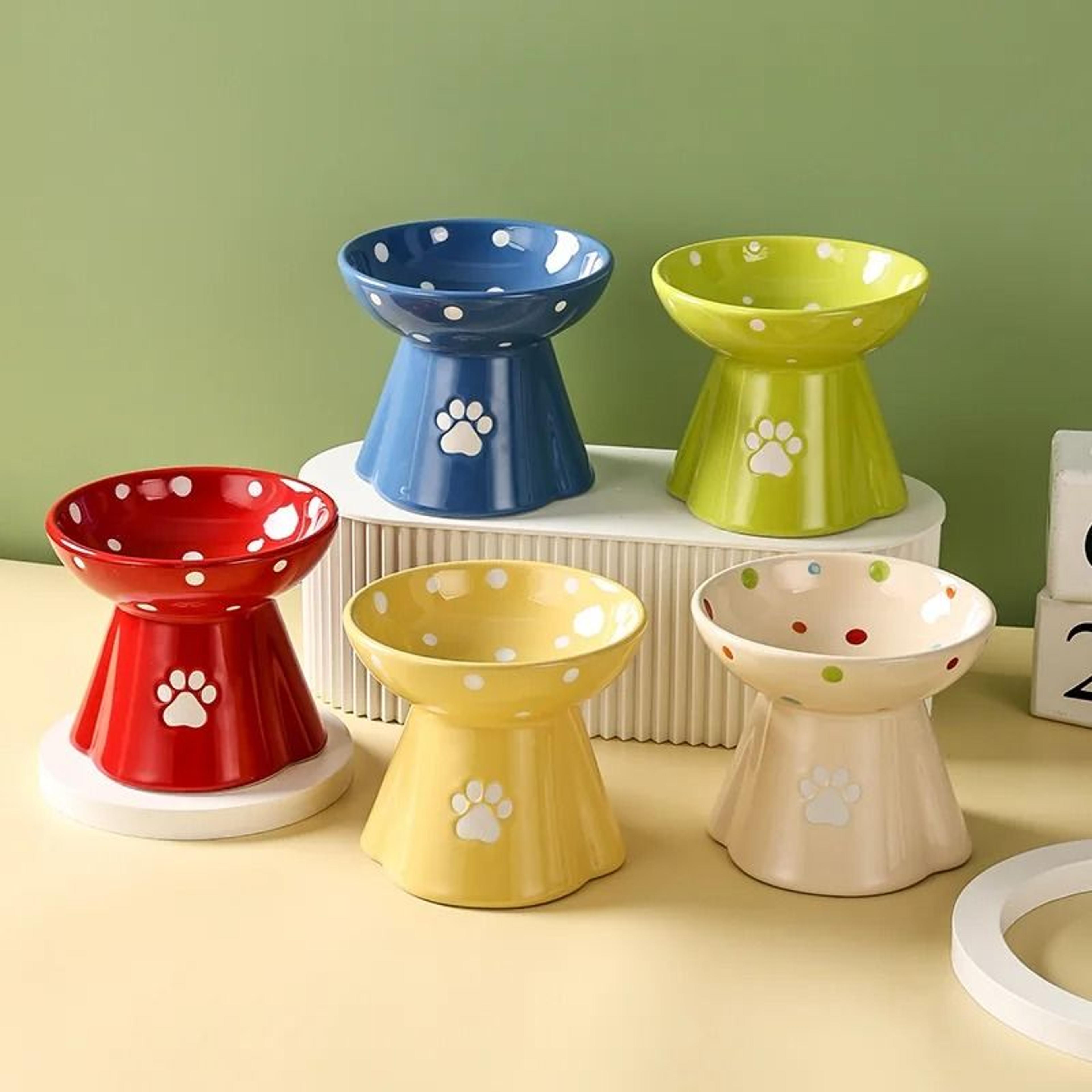 ceramic elevated pet bowl tall design for cats and dogs