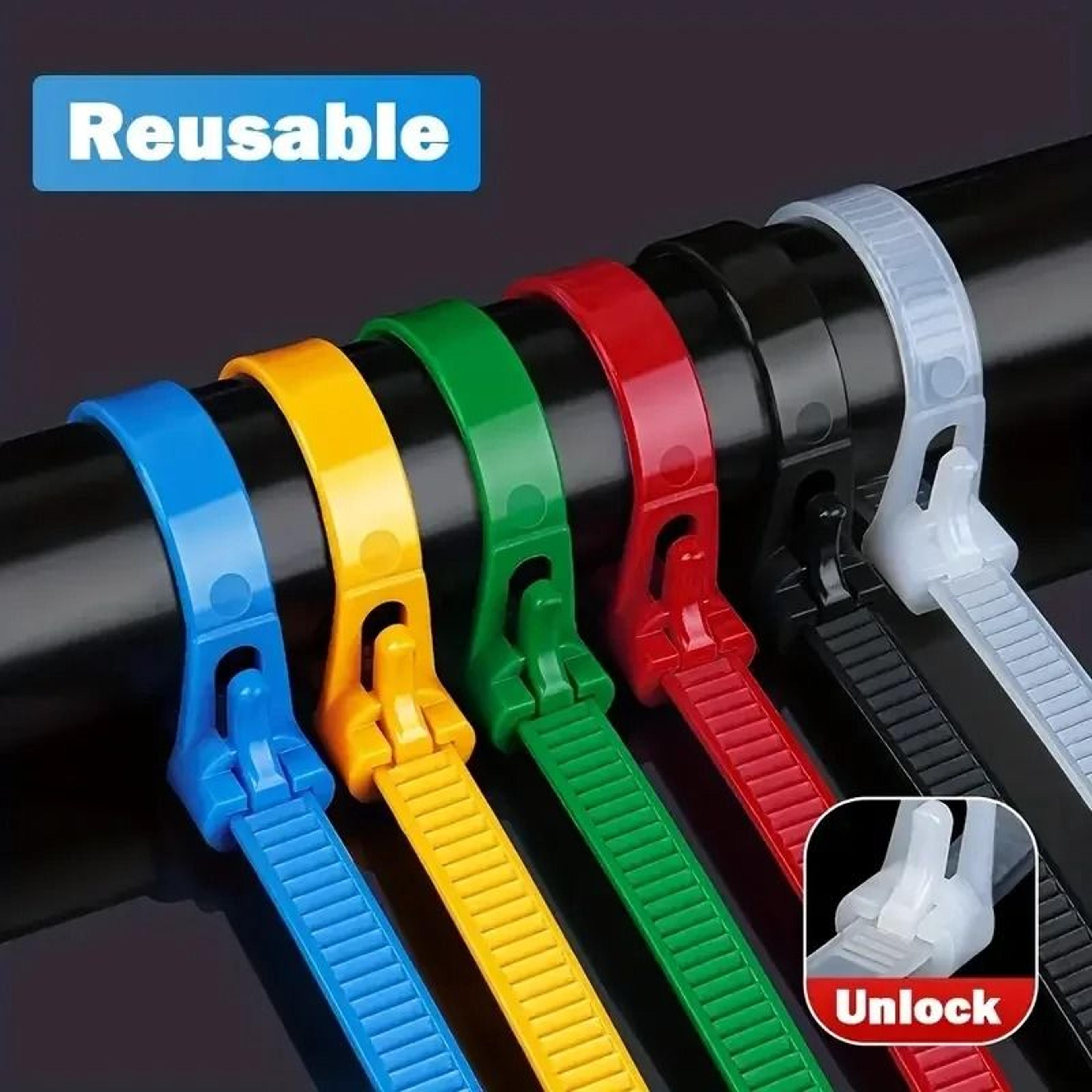 reusable nylon cable ties mixed color set for home and office organization