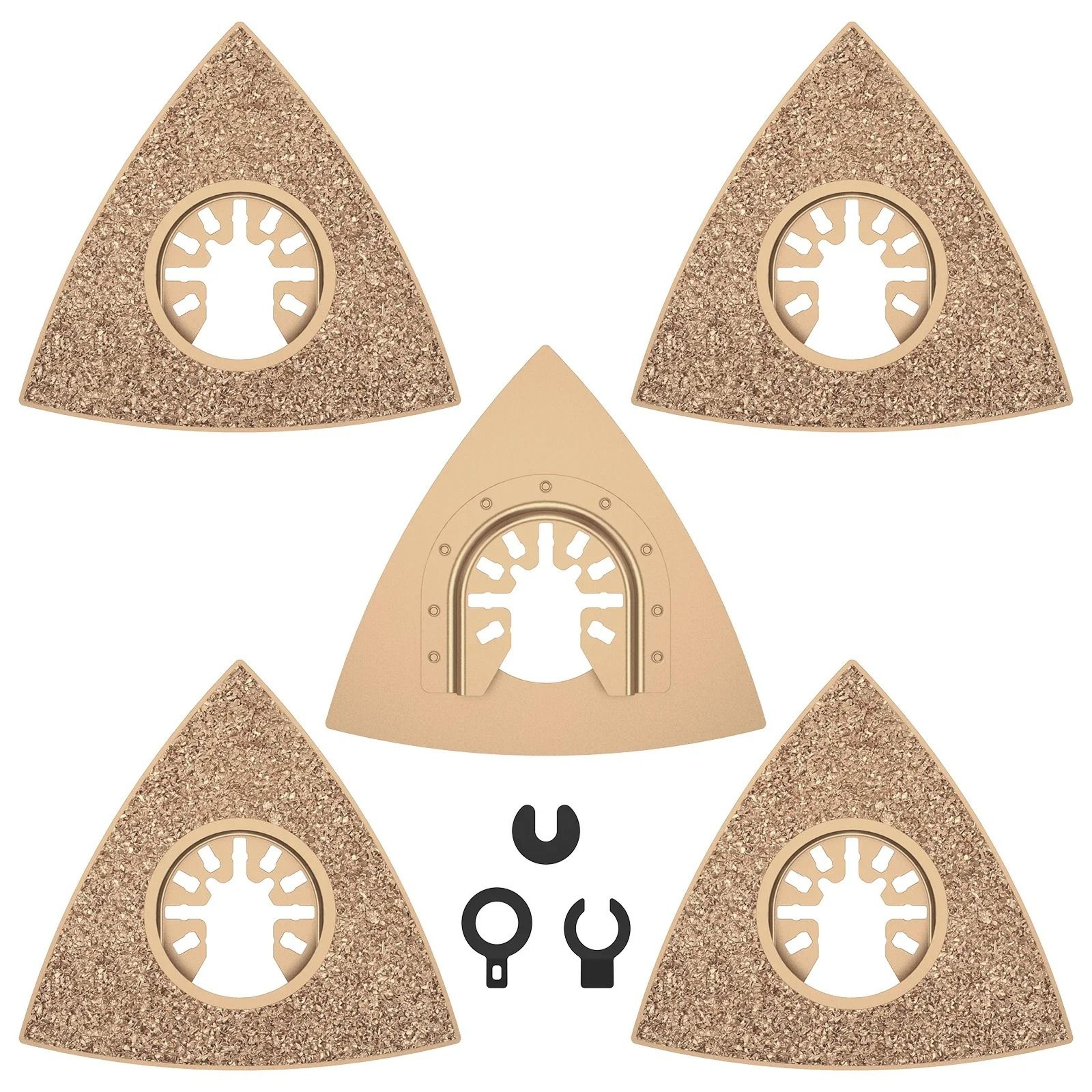 5 piece carbide oscillating sanding pad set for rough sanding and cutting